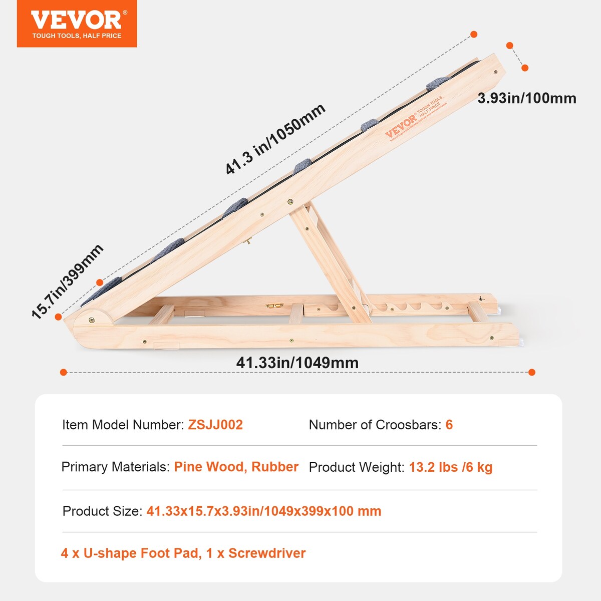 VEVOR Dog Ramp,Folding Pet Ramp for Bed,Adjustable Dog Ramp for Adjustable,Suitable for Couch,Sofa,Car