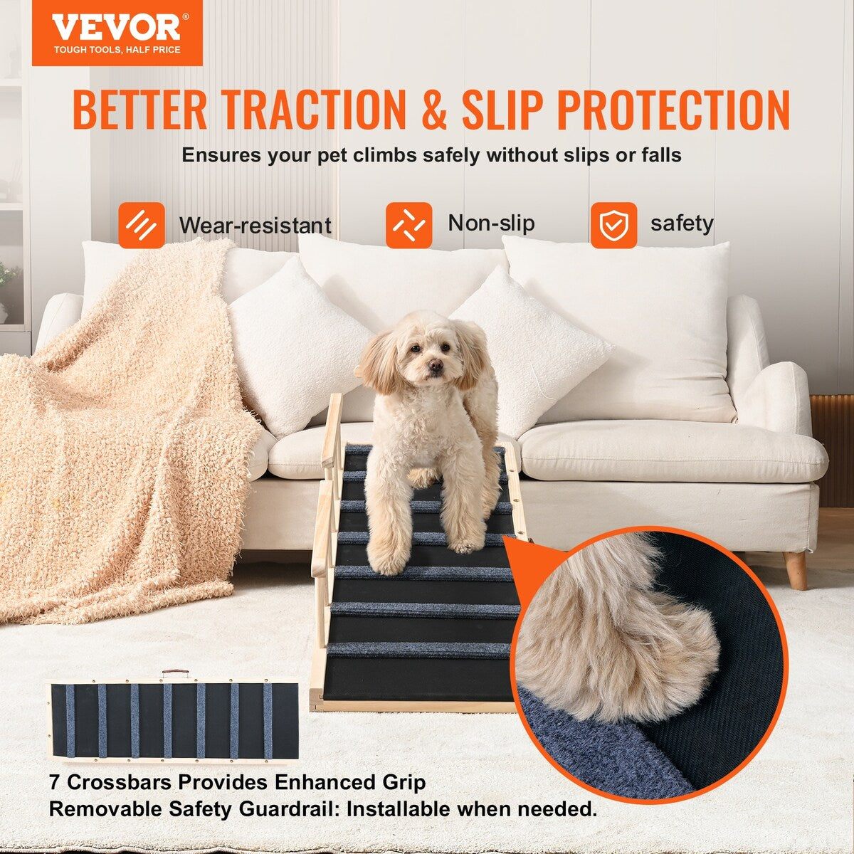 VEVOR Dog Ramp,Folding Pet Ramp for Bed,Adjustable Dog Ramp for Adjustable,Suitable for Couch,Sofa,Car