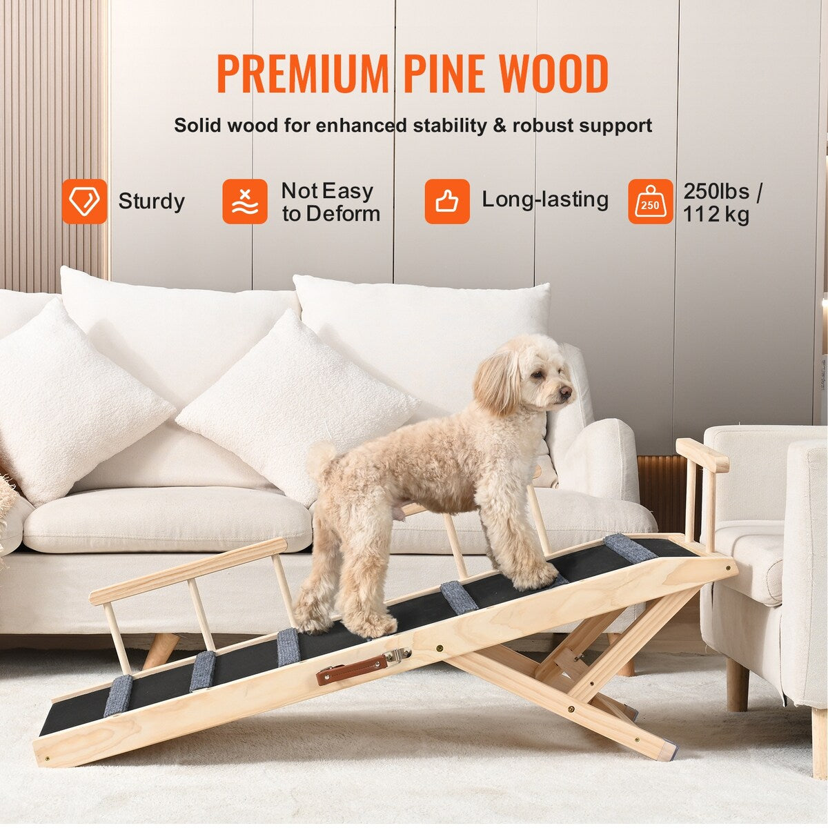 VEVOR Dog Ramp,Folding Pet Ramp for Bed,Adjustable Dog Ramp for Adjustable,Suitable for Couch,Sofa,Car
