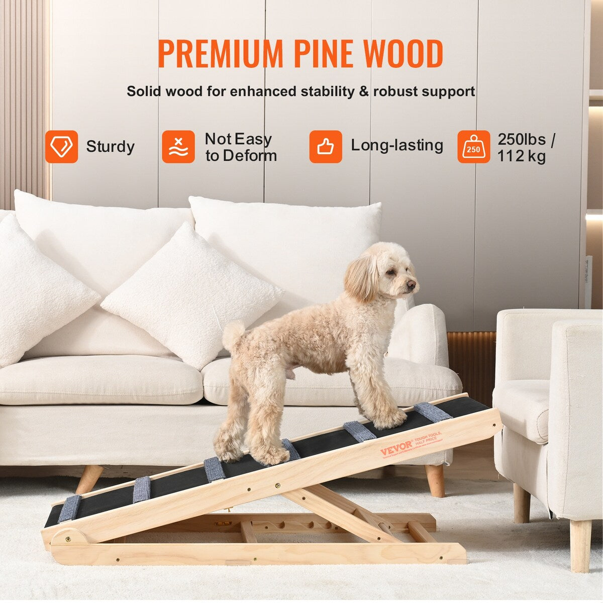 VEVOR Dog Ramp,Folding Pet Ramp for Bed,Adjustable Dog Ramp for Adjustable,Suitable for Couch,Sofa,Car