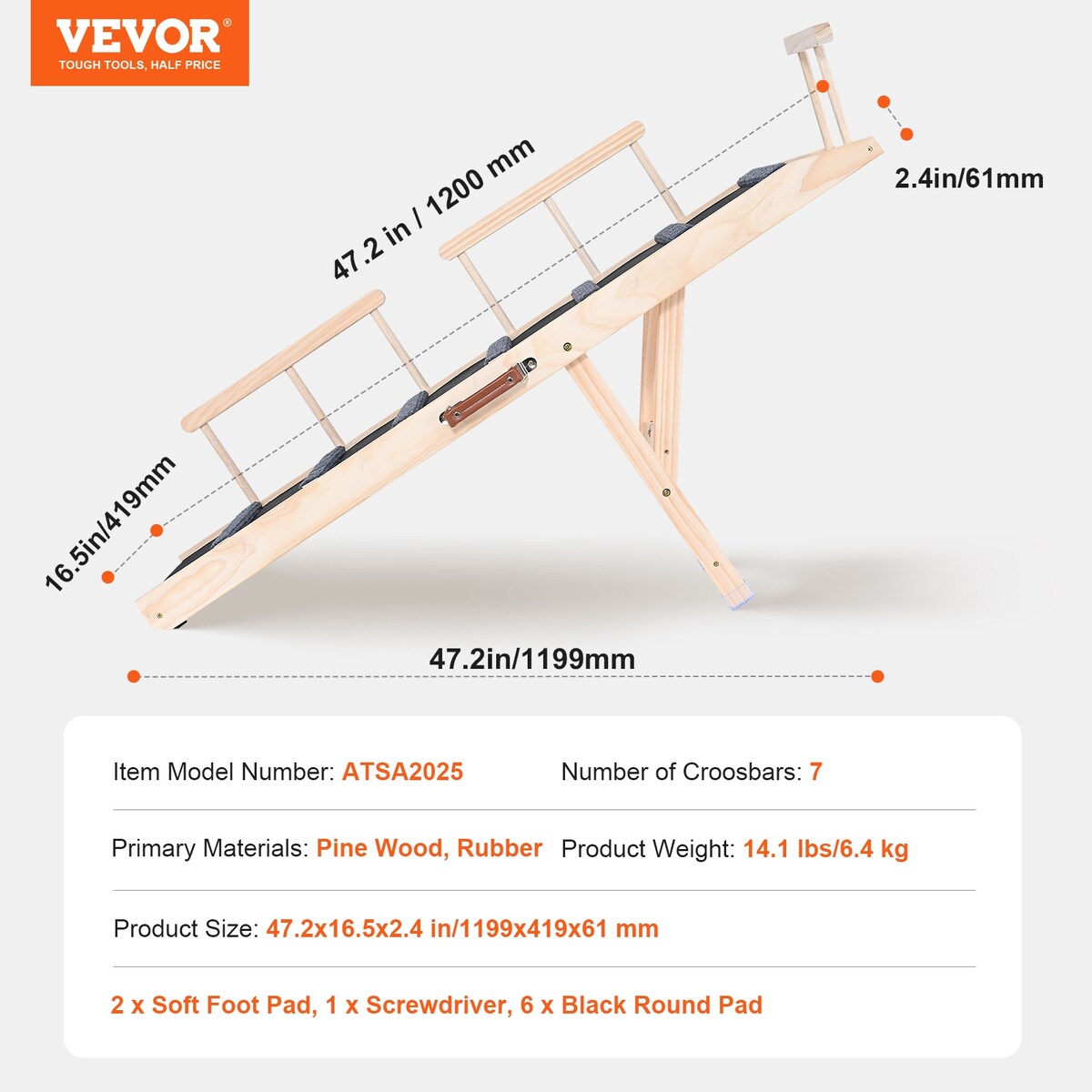 VEVOR Dog Ramp,Folding Pet Ramp for Bed,Adjustable Dog Ramp for Adjustable,Suitable for Couch,Sofa,Car