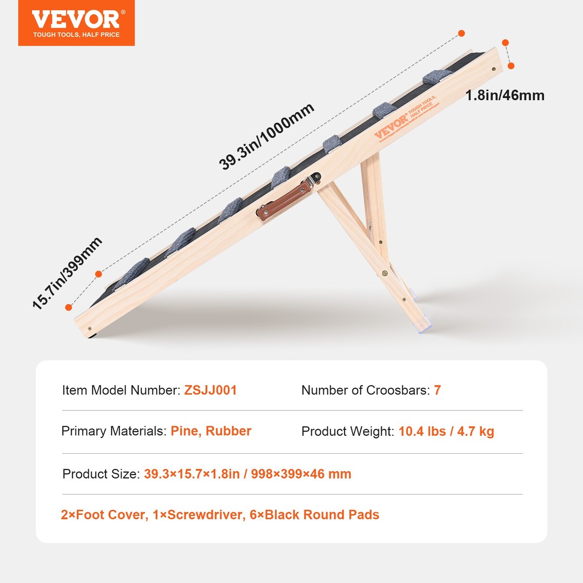 VEVOR Dog Ramp,Folding Pet Ramp for Bed,Adjustable Dog Ramp for Adjustable,Suitable for Couch,Sofa,Car