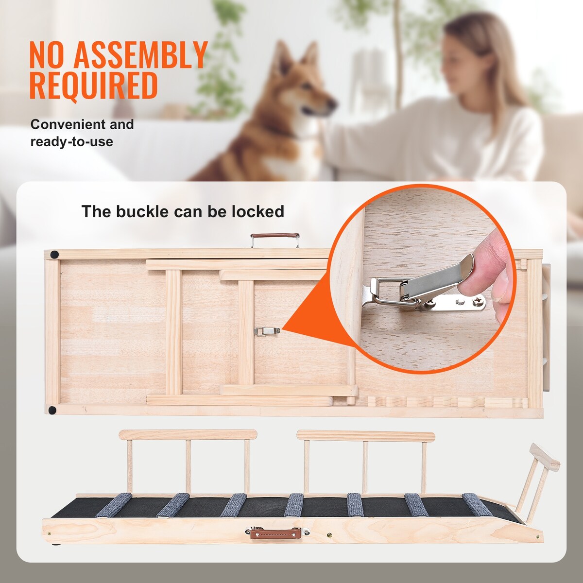 VEVOR Dog Ramp,Folding Pet Ramp for Bed,Adjustable Dog Ramp for Adjustable,Suitable for Couch,Sofa,Car