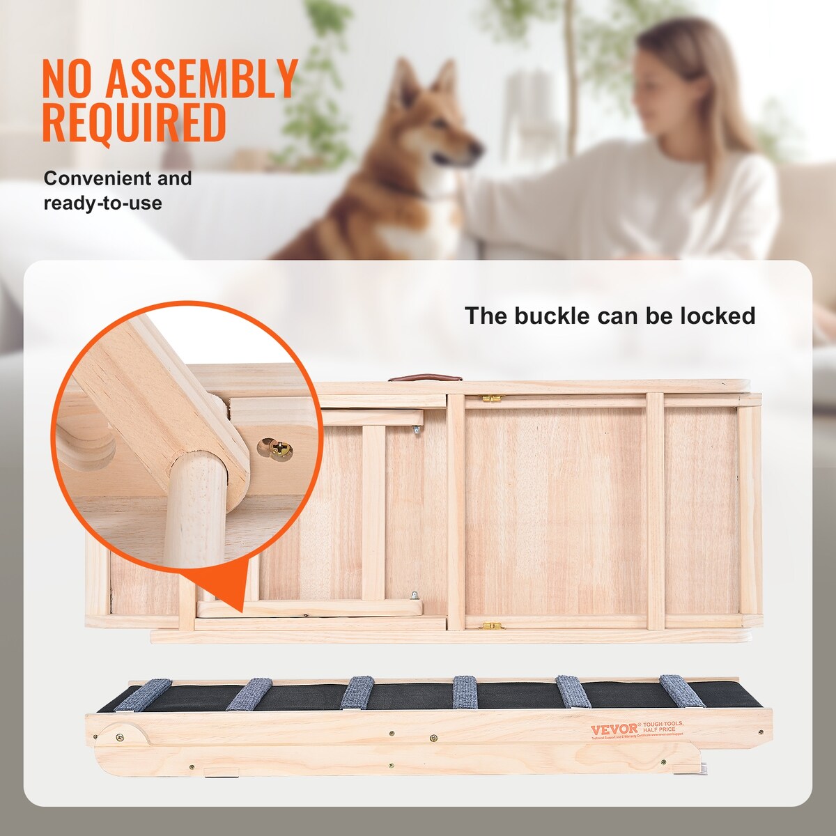 VEVOR Dog Ramp,Folding Pet Ramp for Bed,Adjustable Dog Ramp for Adjustable,Suitable for Couch,Sofa,Car