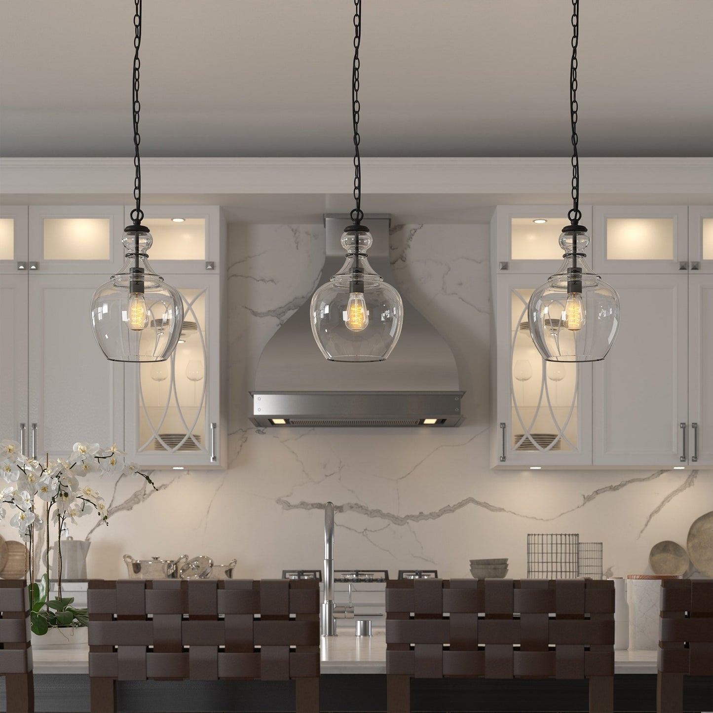 Verona 11 Wide Pendant with Glass Shade - 11 Wide