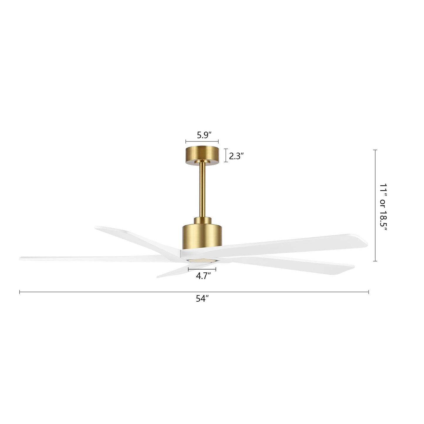 WINGBO 54 Inch DC Motor Indoor Ceiling Fan without Lights - N/A