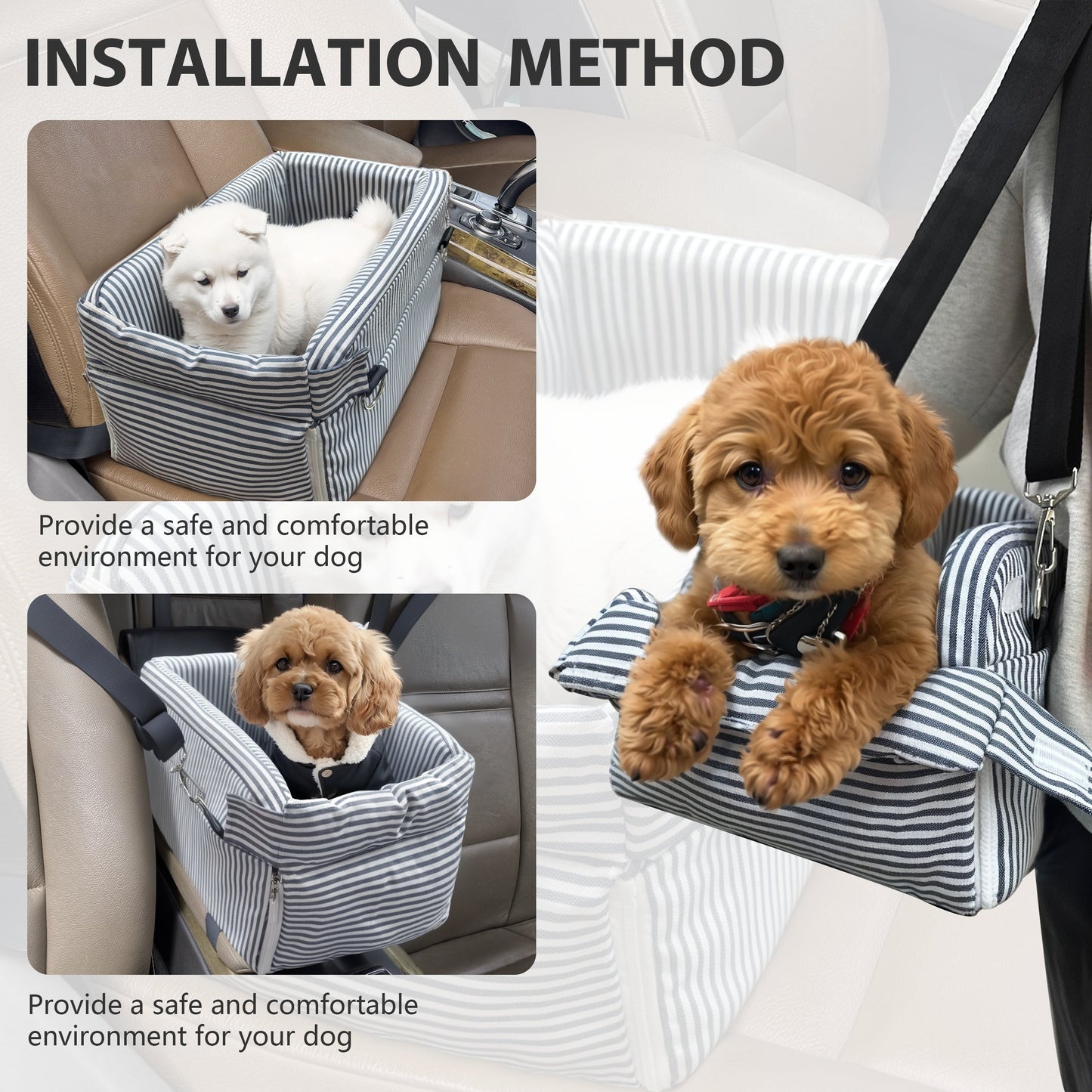 WOWMAX Small Dog Car Seat for Center Console Pet Booster Seat for Car Cat Carrier