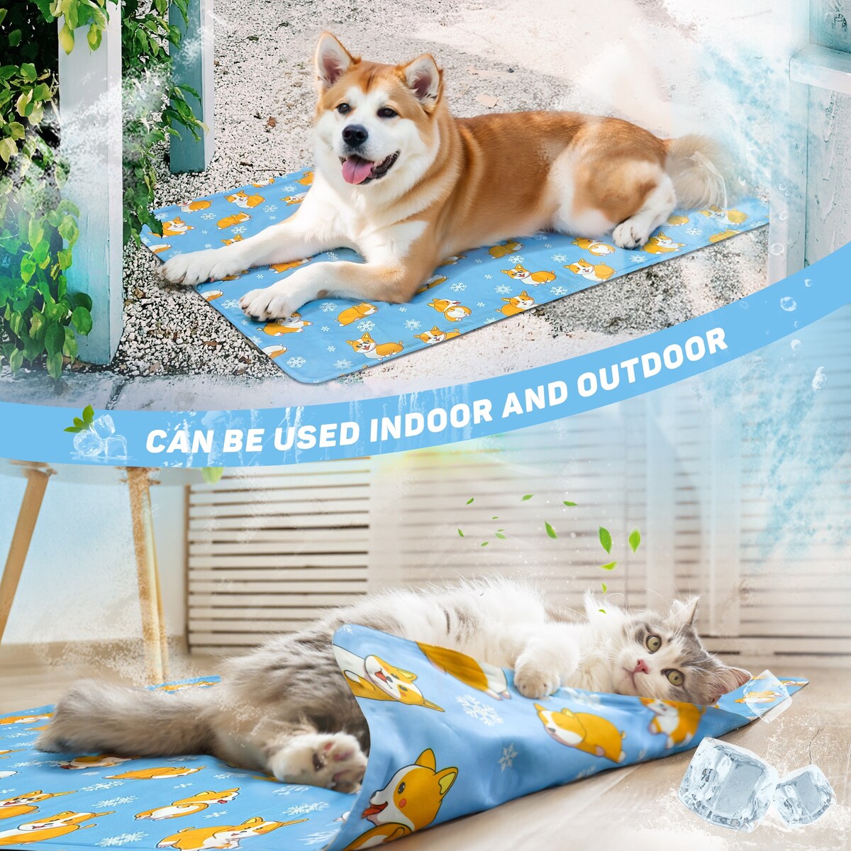 WOWMAX Dog Cooling Mat Dog Mat with Self Cooling - Medium