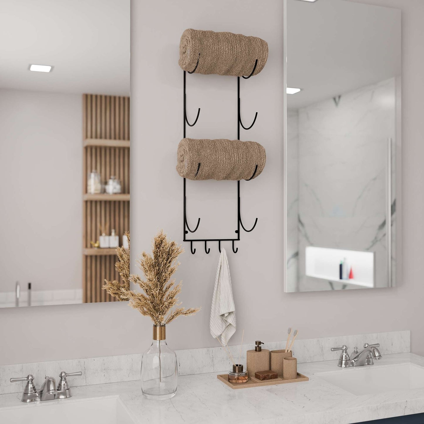 Wallniture Boto Towel Rack, Rustic Wall Decor Bathroom Organizer