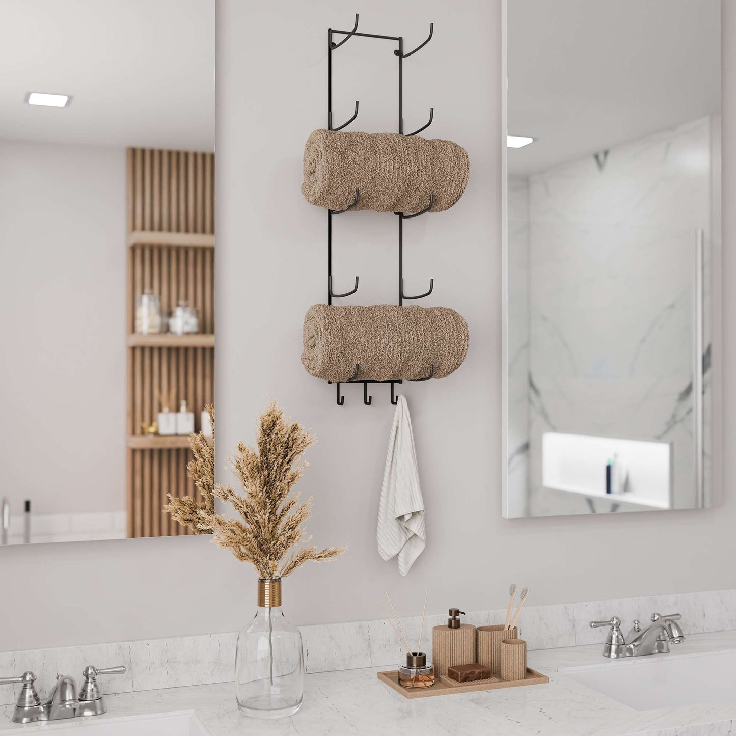 Wallniture Boto Towel Rack, Rustic Wall Decor Bathroom Organizer