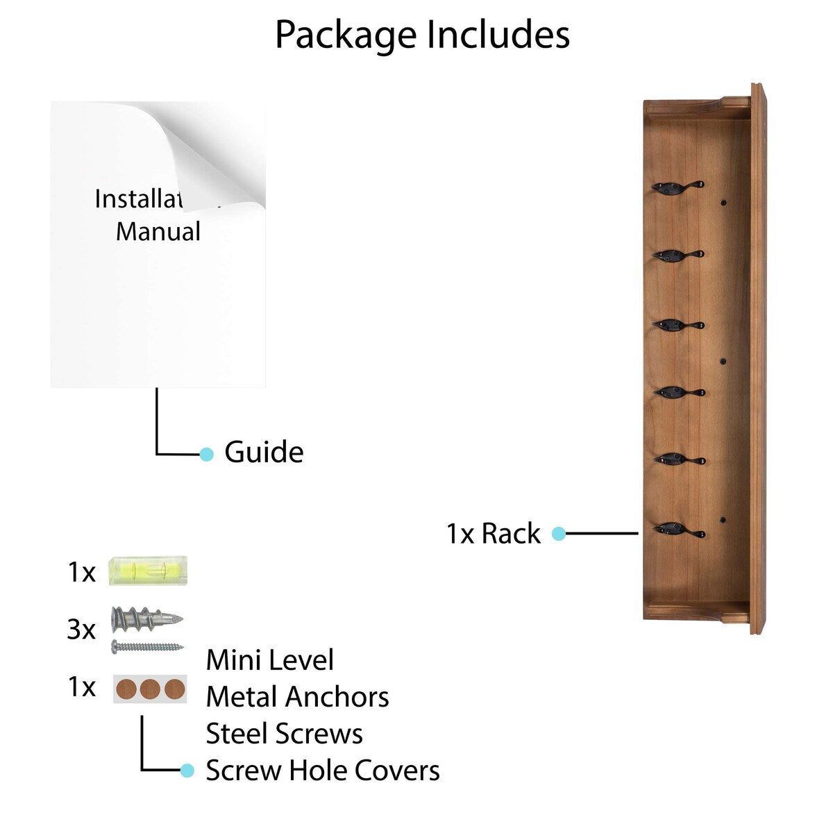 Wallniture Mante Key Holder for Wall, Decorative Mail Holder with Shelf, Large Coat Hooks, Wood Wall Key Hanger