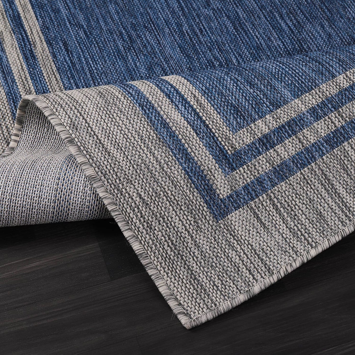 Washable Bordered Indoor Outdoor Rug for Patio, Deck, Porch