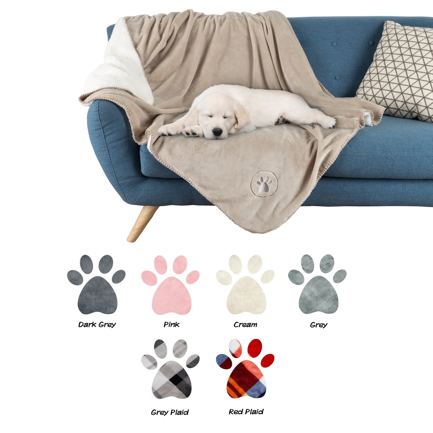 Waterproof Blanket for Dogs and Cats - Reversible Throw for Couch, Bed, or Car