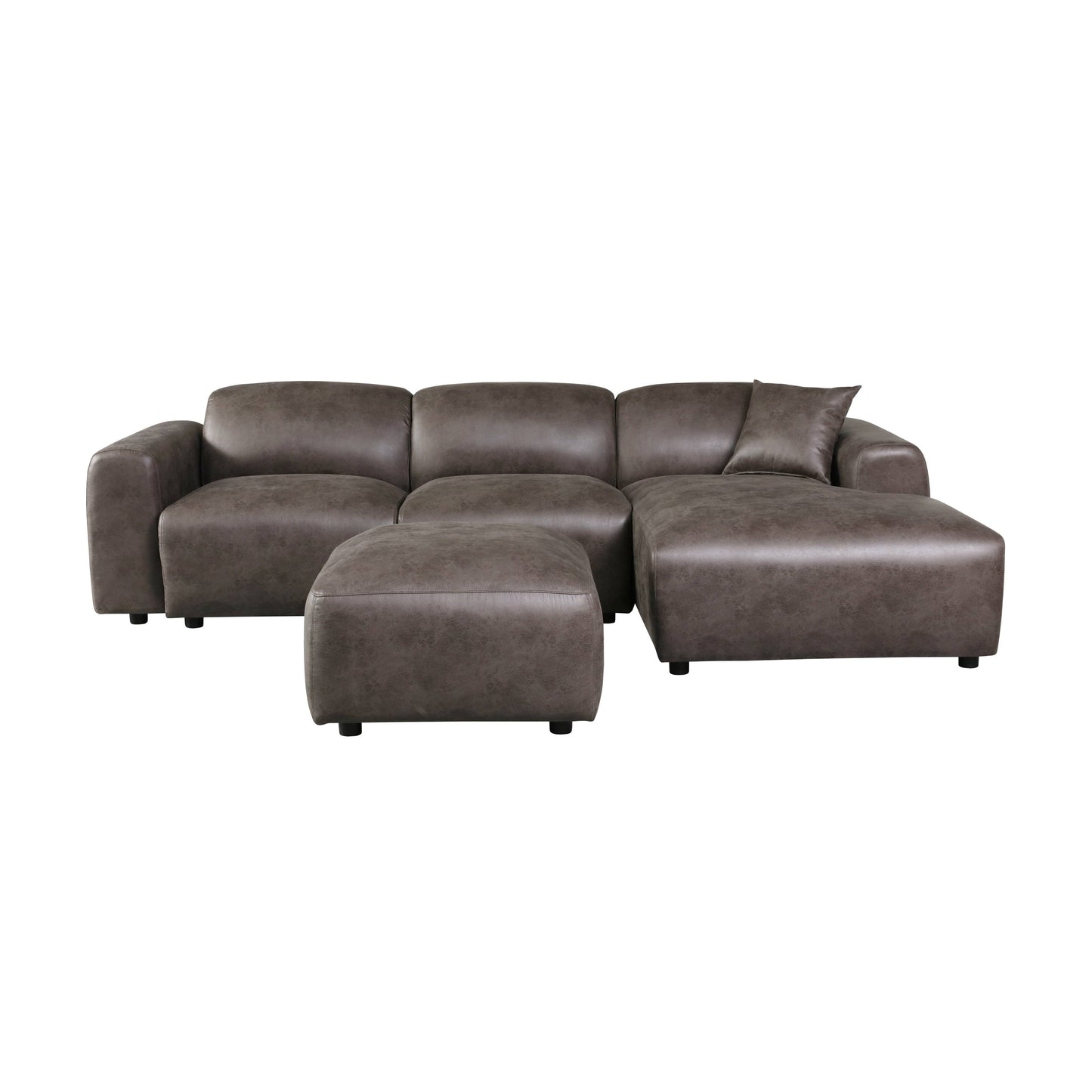 Ensemble de salon sectionnel rembourré Whisper avec chaises modulaires, accoudoirs amovibles et pouf