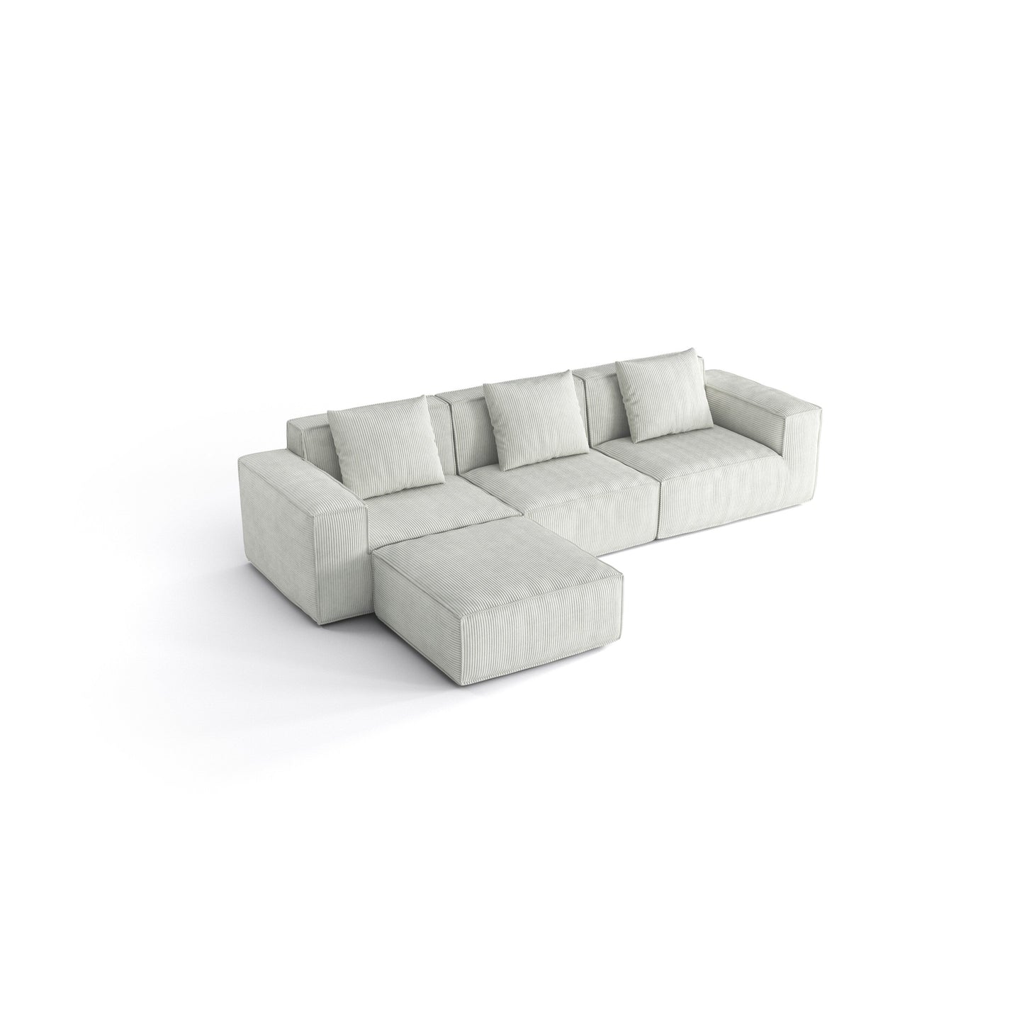 Canapé-lit modulable 3 places blanc de 118 pouces avec repose-pieds