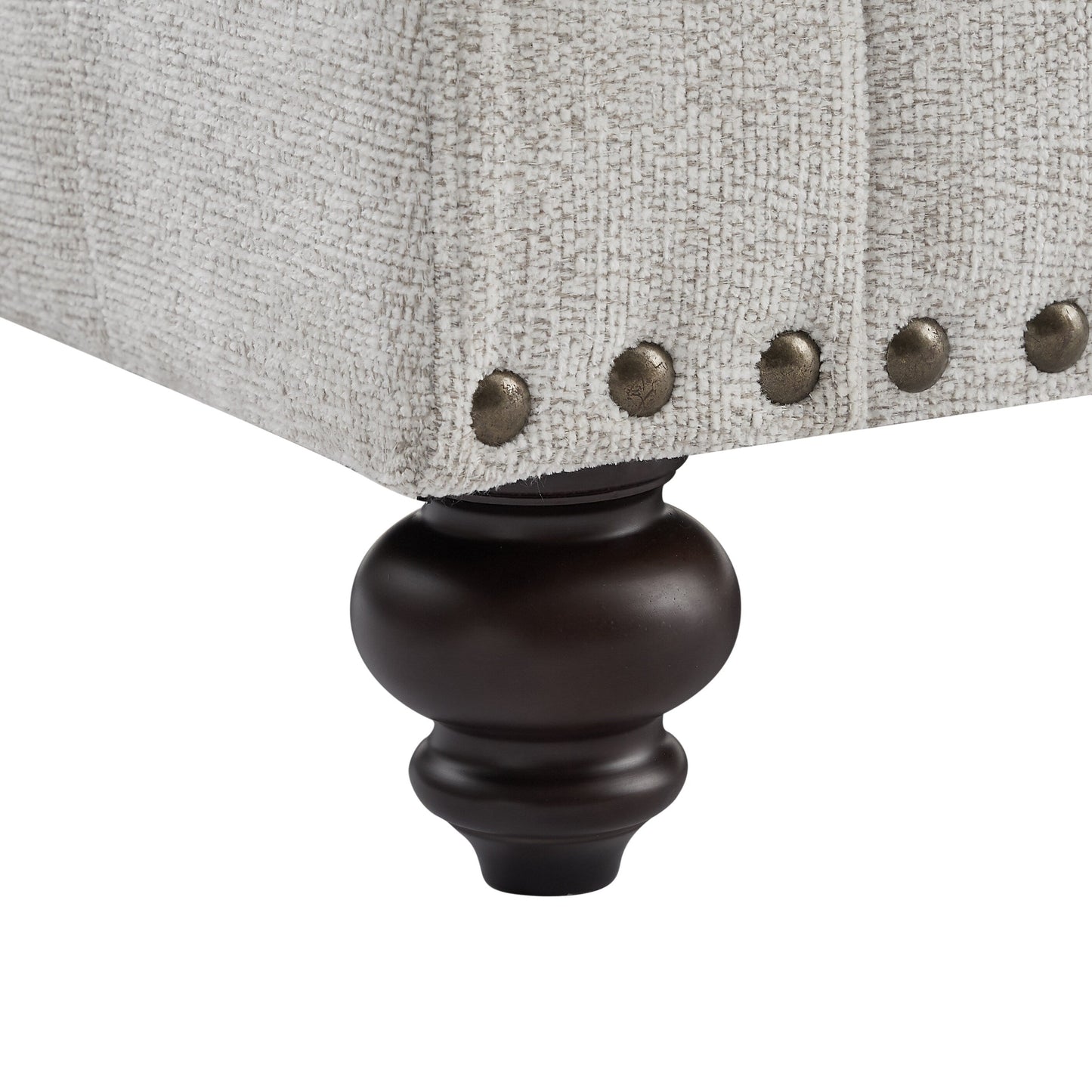 Canapé 1 place moderne blanc rembourré de 94 cm avec éponges hautement élastiques et garniture cloutée