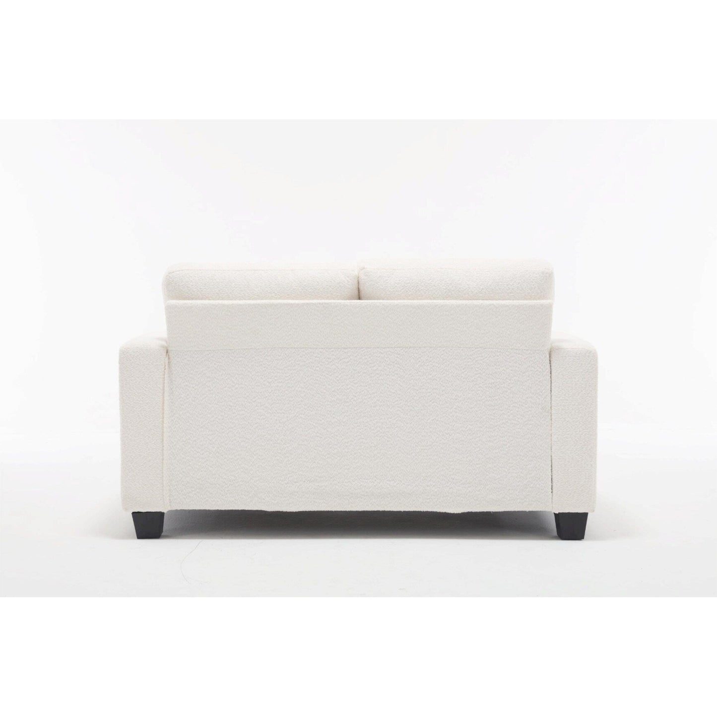 Canapé 2 places en tissu blanc de 63 pouces avec assise profonde et 3 coussins