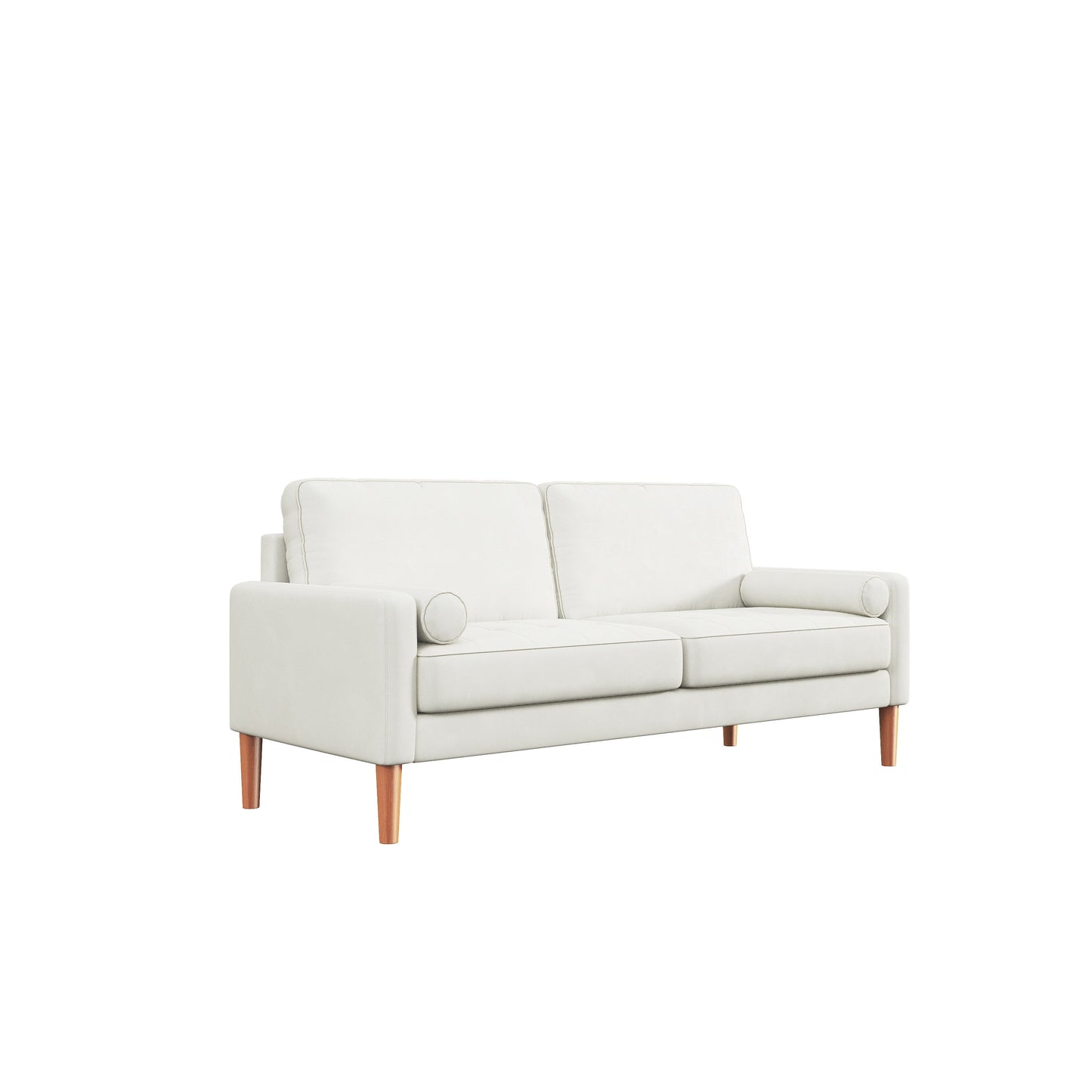 Canapé 3 places rembourré blanc de 171 cm, avec cadre en bois massif, coussins en mousse haute densité, assemblage sans outil