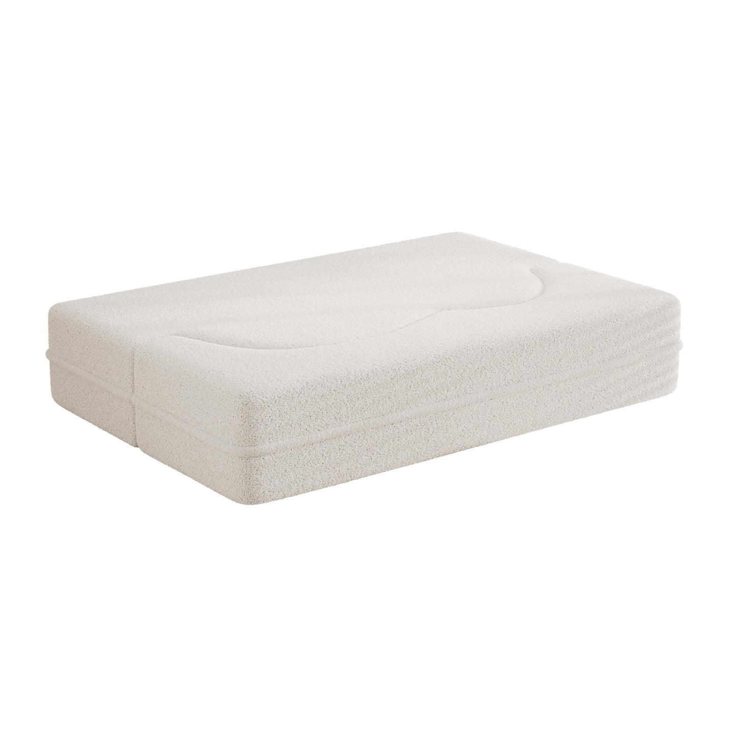 Canapé-lit convertible en tissu Teddy blanc 78 pouces, garni de mousse, avec 2 oreillers et matelas pliant, pour le salon