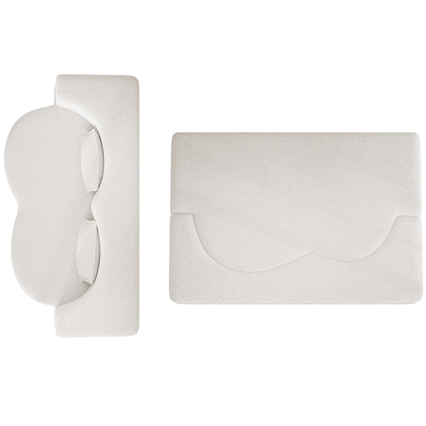 Canapé-lit convertible en tissu Teddy blanc 78 pouces, garni de mousse, avec 2 oreillers et matelas pliant, pour le salon