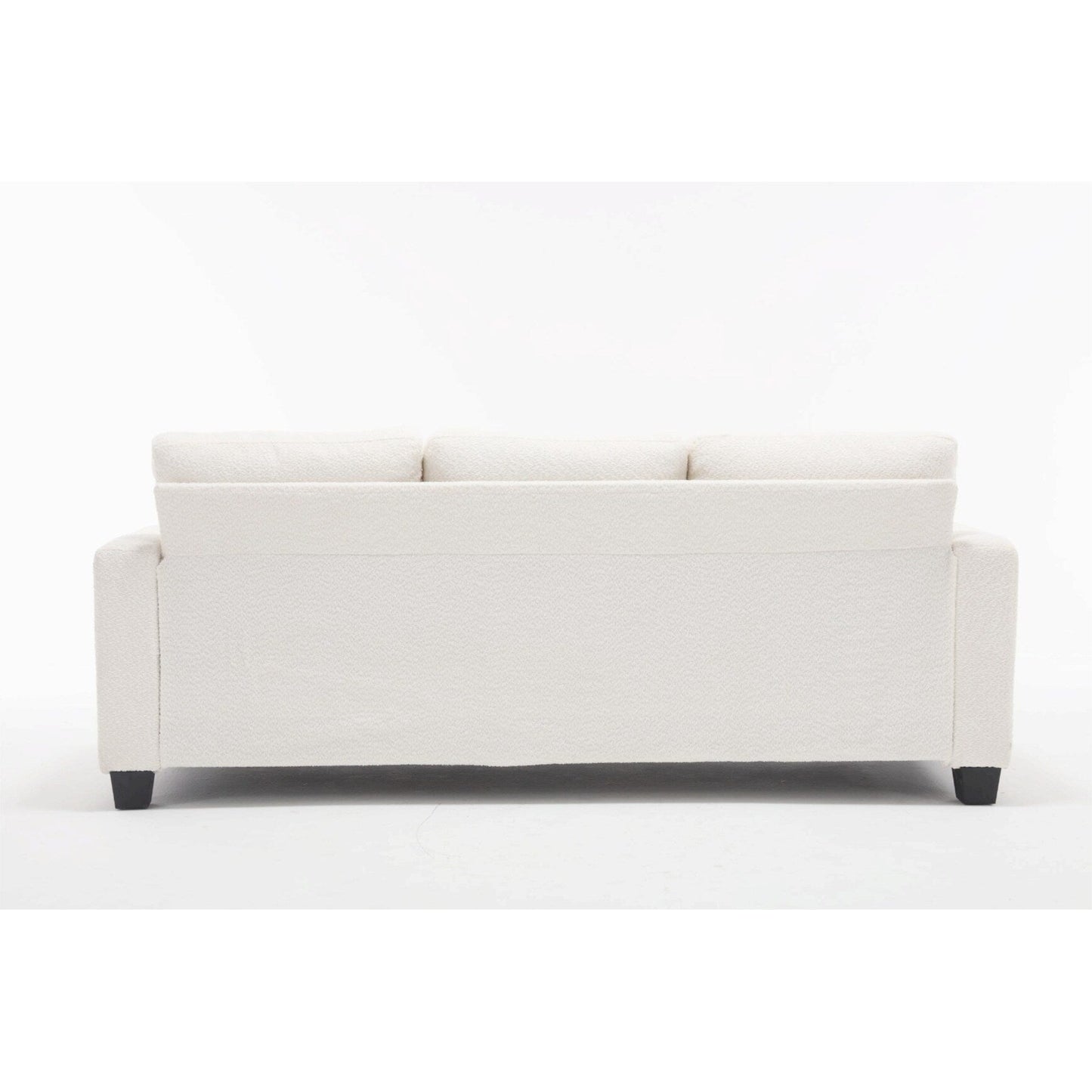 Canapé 3 places moderne en tissu blanc 88,4, avec 3 coussins, coussins de dossier amovibles, structure en bois dur et acier