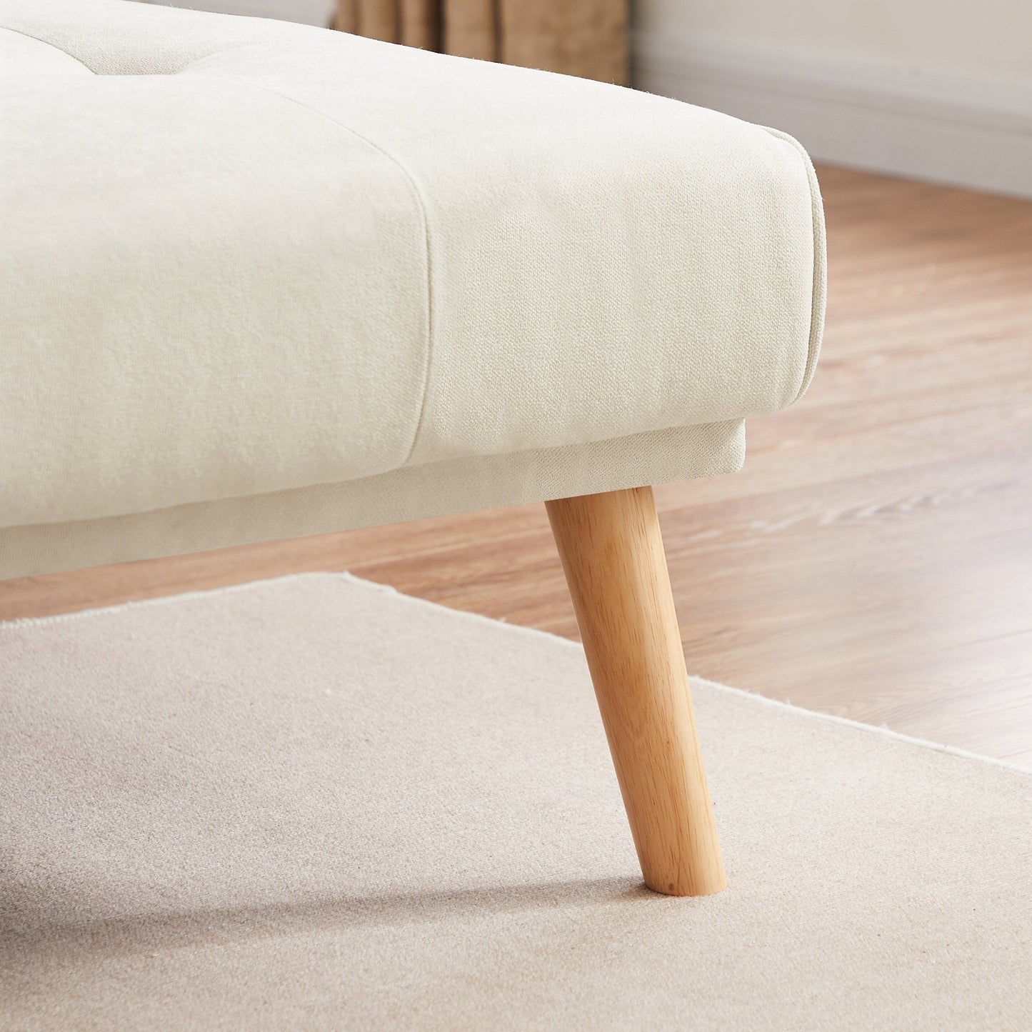 Canapé sectionnel convertible en lin blanc 94,5 avec méridienne orientée à droite, sac de rangement et coussins en mousse