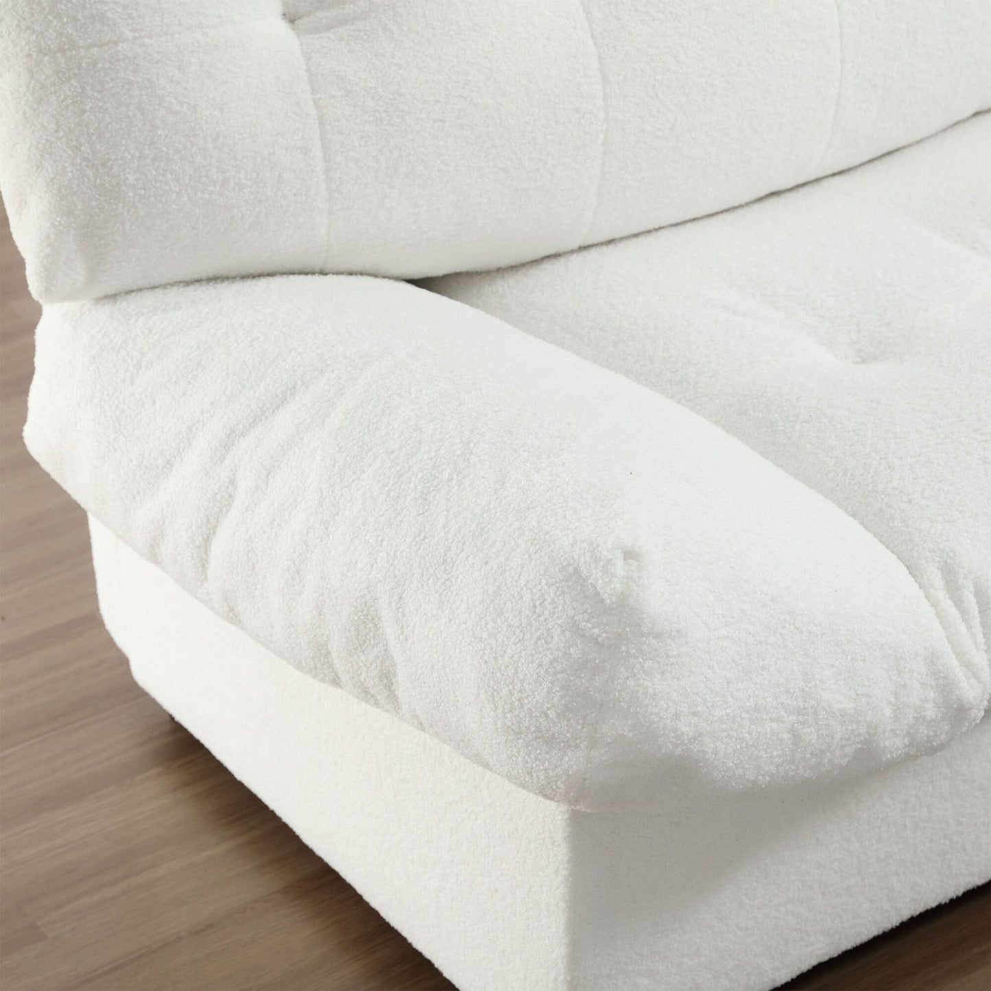 Canapé 2 places en tissu blanc 96,46 pouces avec motif nuage, rembourrage confortable et pieds en plastique pour le salon