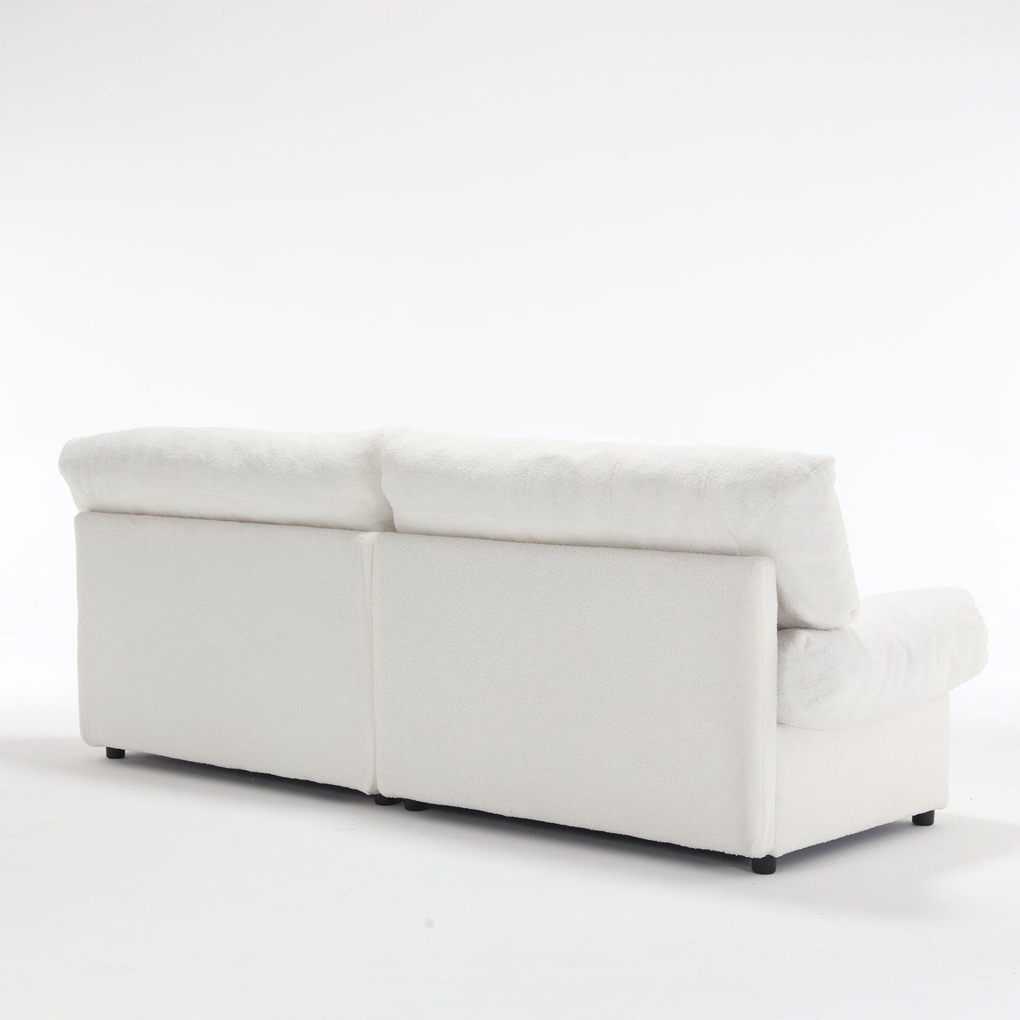 Canapé 2 places en tissu blanc 96,46 pouces avec motif nuage, rembourrage confortable et pieds en plastique pour le salon