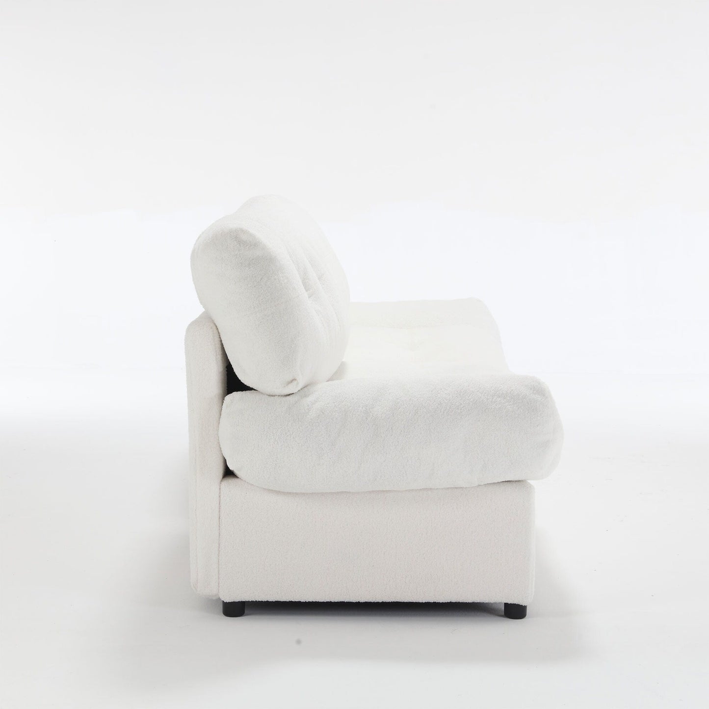Canapé 2 places en tissu blanc 96,46 pouces avec motif nuage, rembourrage confortable et pieds en plastique pour le salon