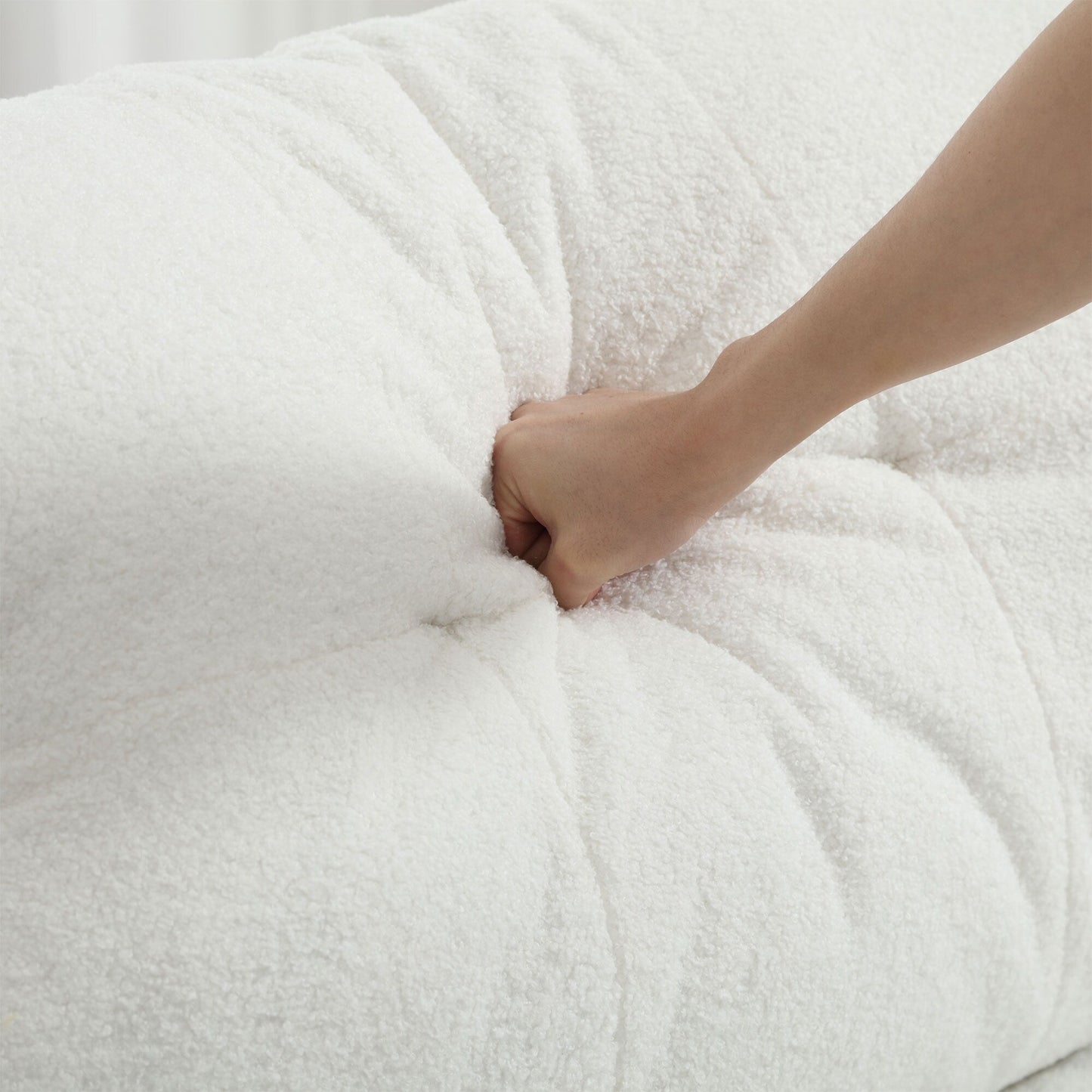 Canapé 2 places en tissu blanc 96,46 pouces avec motif nuage, rembourrage confortable et pieds en plastique pour le salon