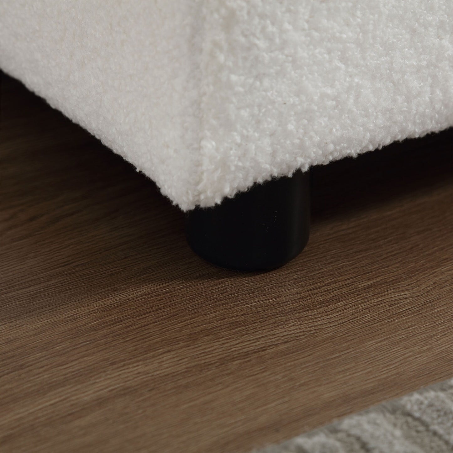 Canapé 2 places en tissu blanc 96,46 pouces avec motif nuage, rembourrage confortable et pieds en plastique pour le salon