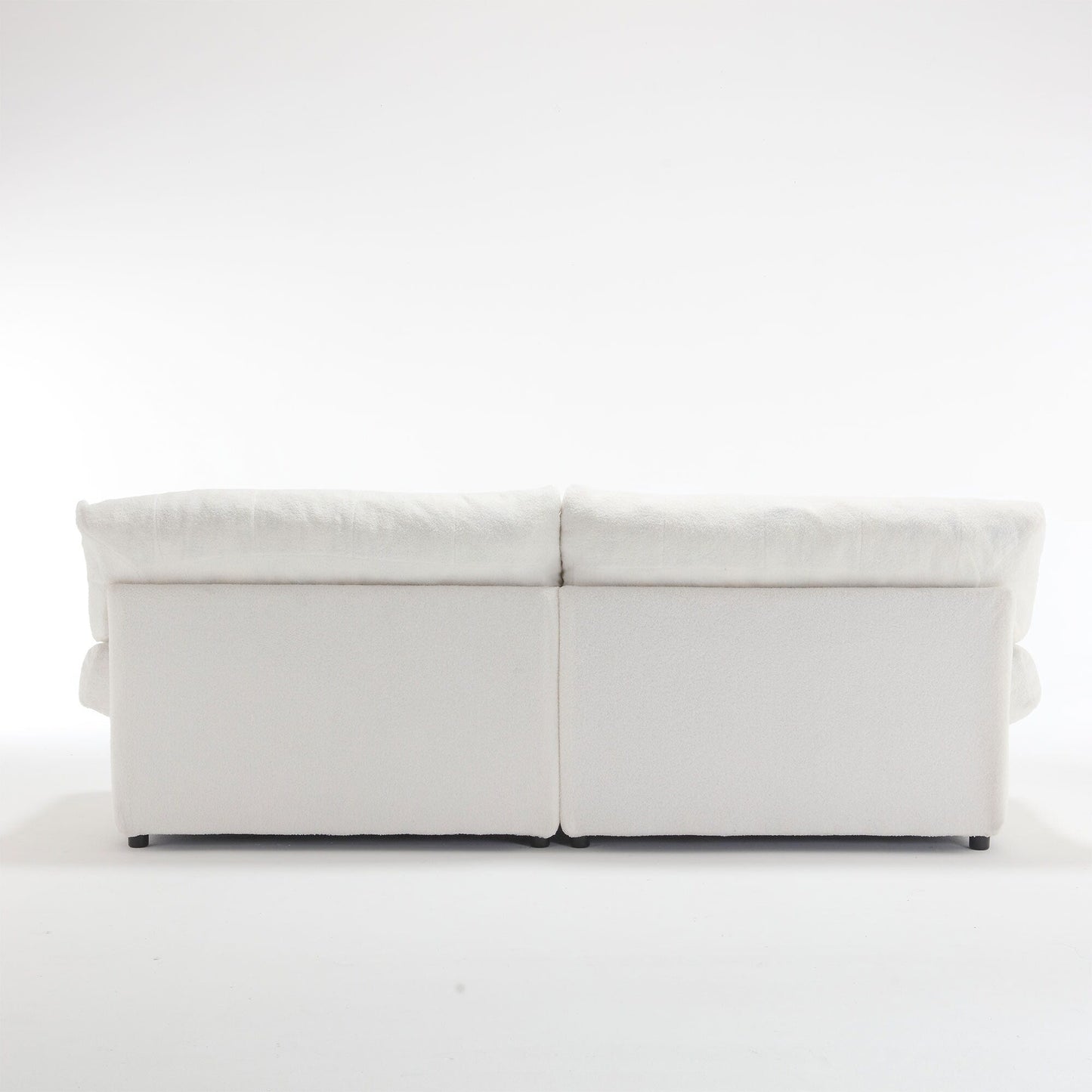 Canapé 2 places en tissu blanc 96,46 pouces avec rembourrage confortable, style nuage et pieds en plastique pour le salon