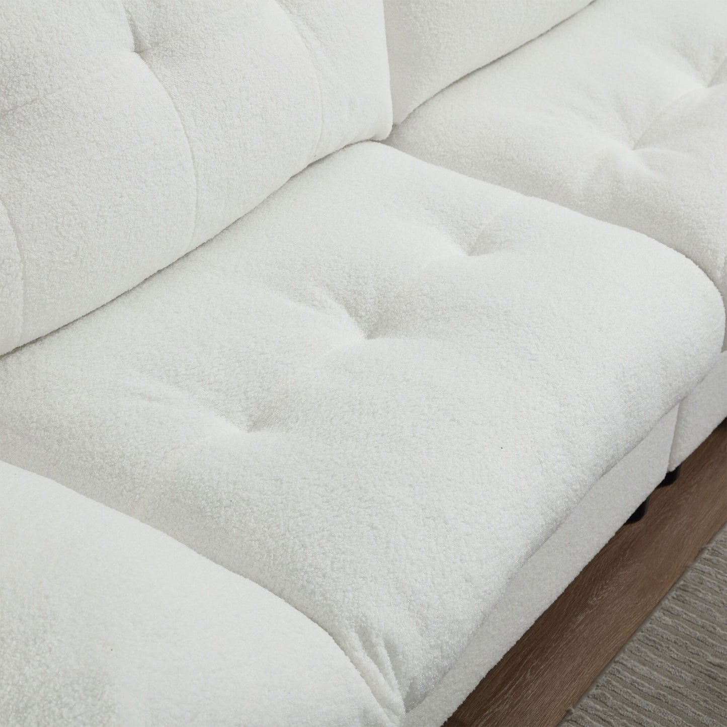 Canapé 2 places en tissu blanc 96,46 pouces avec rembourrage confortable, style nuage et pieds en plastique pour le salon