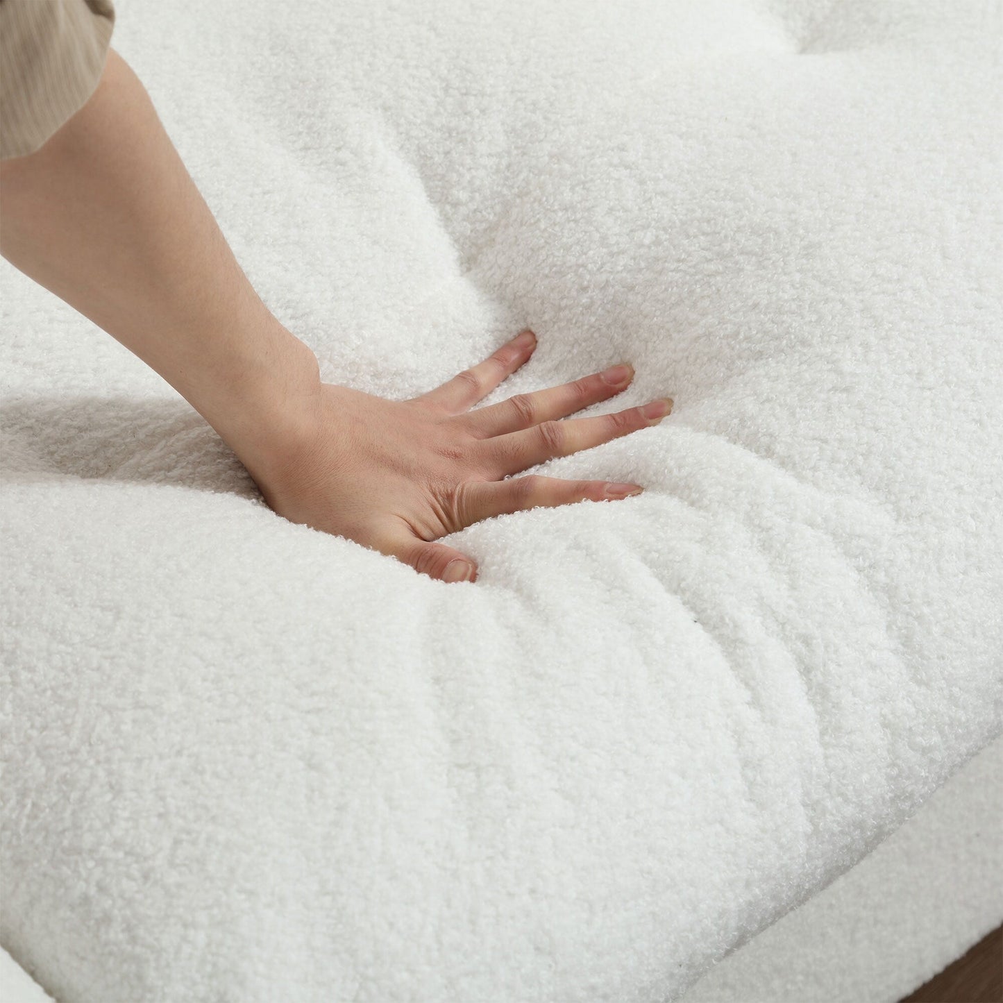 Canapé 2 places en tissu blanc 96,46 pouces avec rembourrage confortable, style nuage et pieds en plastique pour le salon