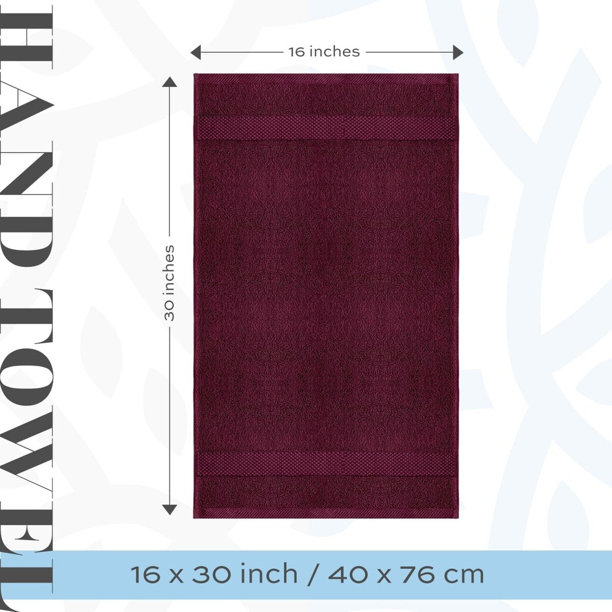 White Classic Luxury Cotton Hand Towel 16x30 - Set of 6