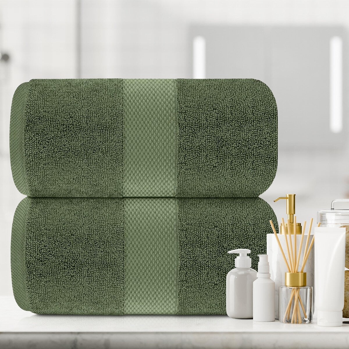 White Classic Luxury Cotton Oversized Bath Sheet 35x70 - Set of 2