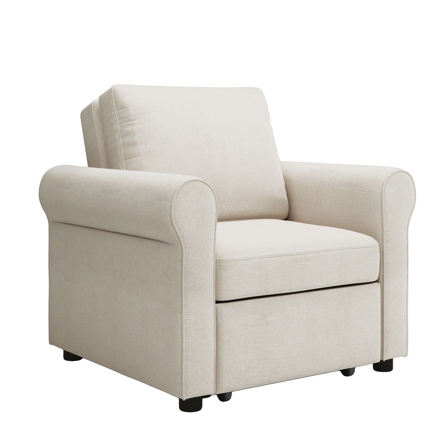 Canapé-lit simple convertible 3 en 1 en lin blanc moderne 34 avec dossier réglable pour salon