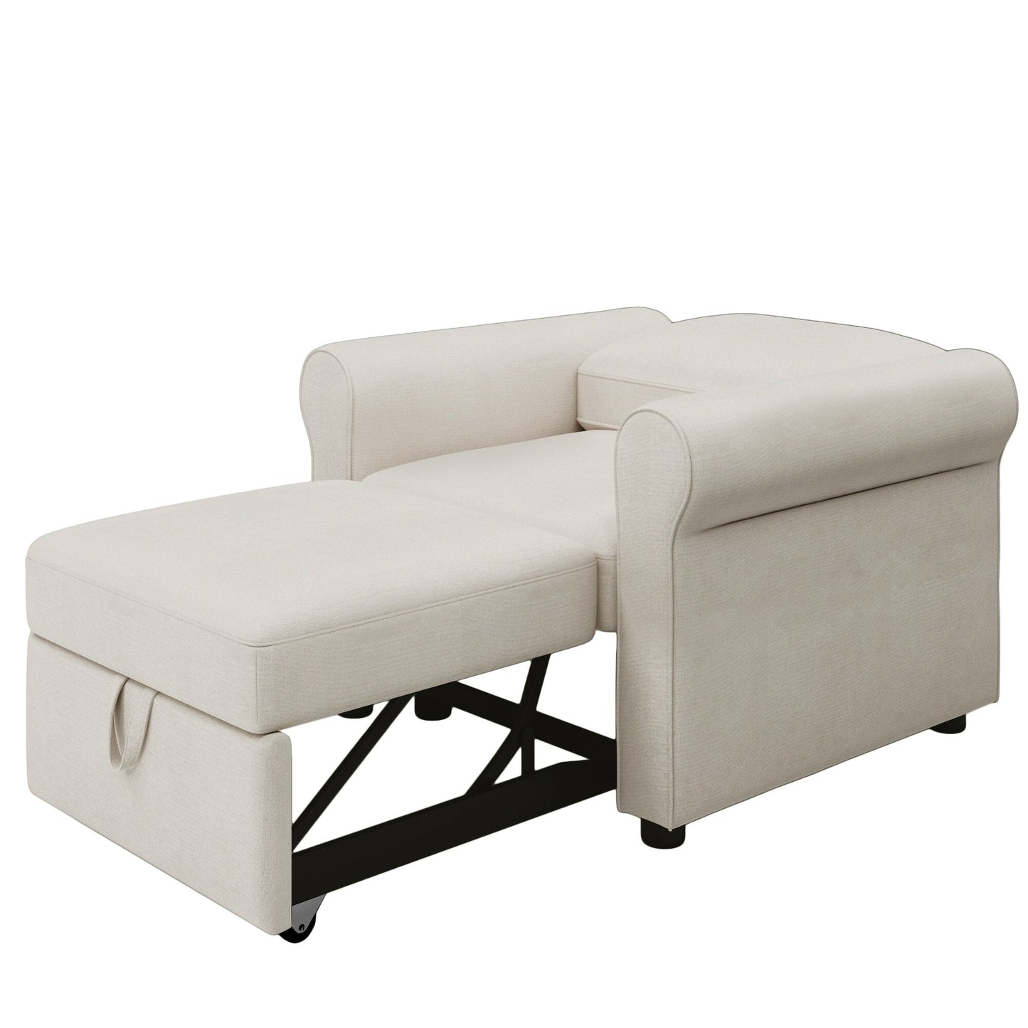 Canapé-lit simple convertible 3 en 1 en lin blanc moderne 34 avec dossier réglable pour salon