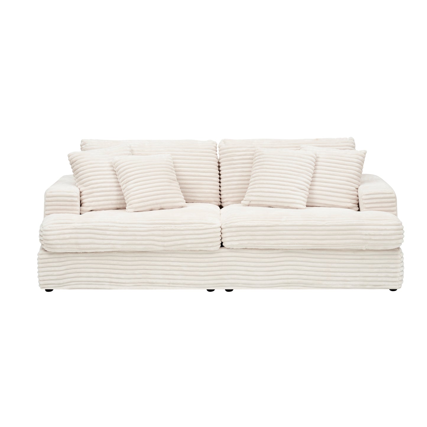 Canapé 3 places en velours côtelé blanc moderne 79,3 avec 4 coussins assortis et coussin à ressorts individuel pour le salon
