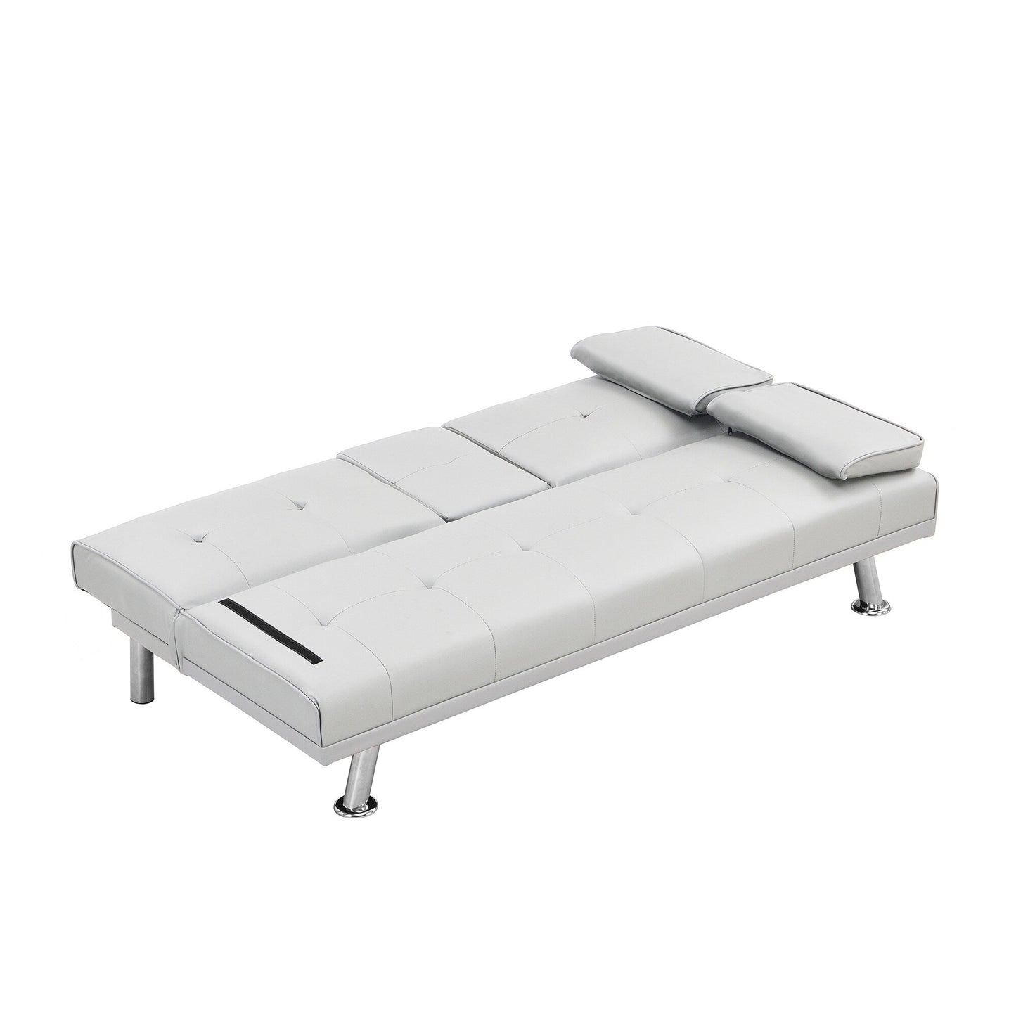 Canapé-lit causeuse en PVC blanc avec cadre en bois