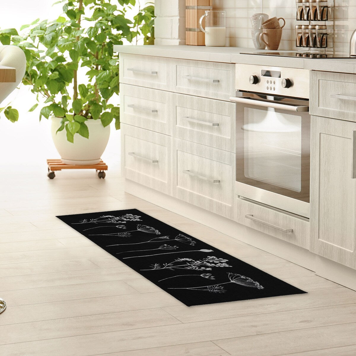 Wool Effect Wildflowers Kitchen Mat or Runner Rug