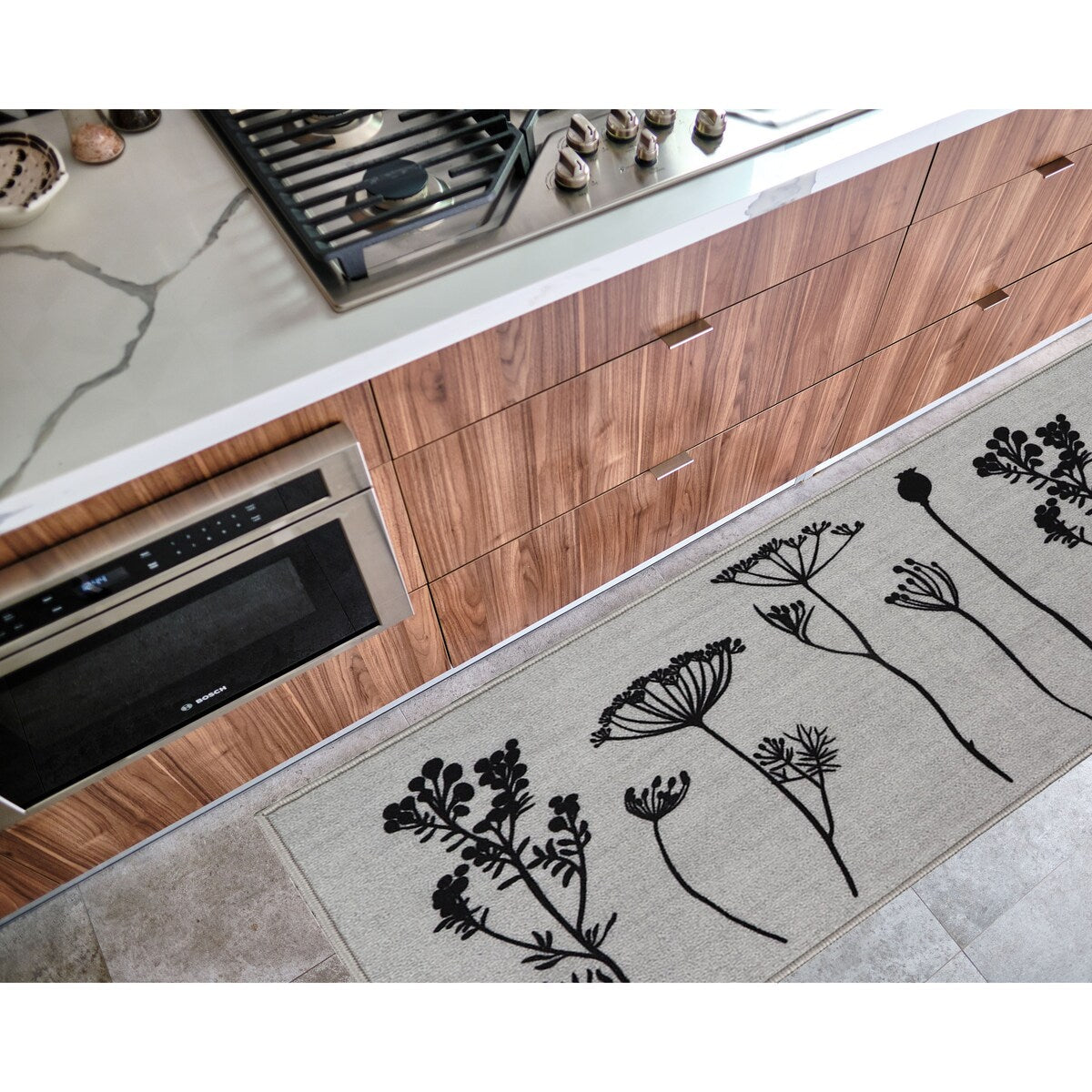 Wool Effect Wildflowers Kitchen Mat or Runner Rug