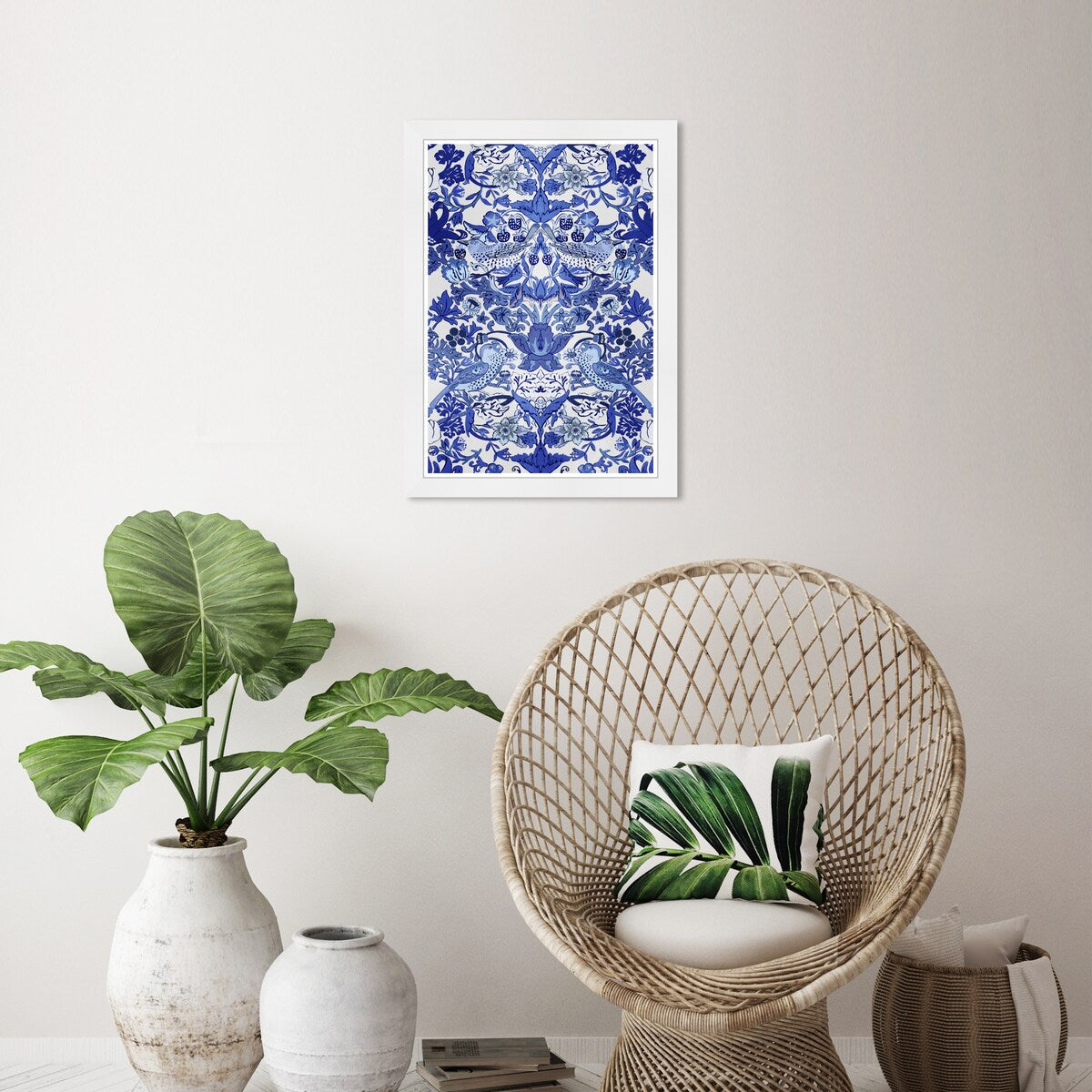 Wynwood Studio Tropical Collage Blue Framed Tropical Chinoiserie Art Prints