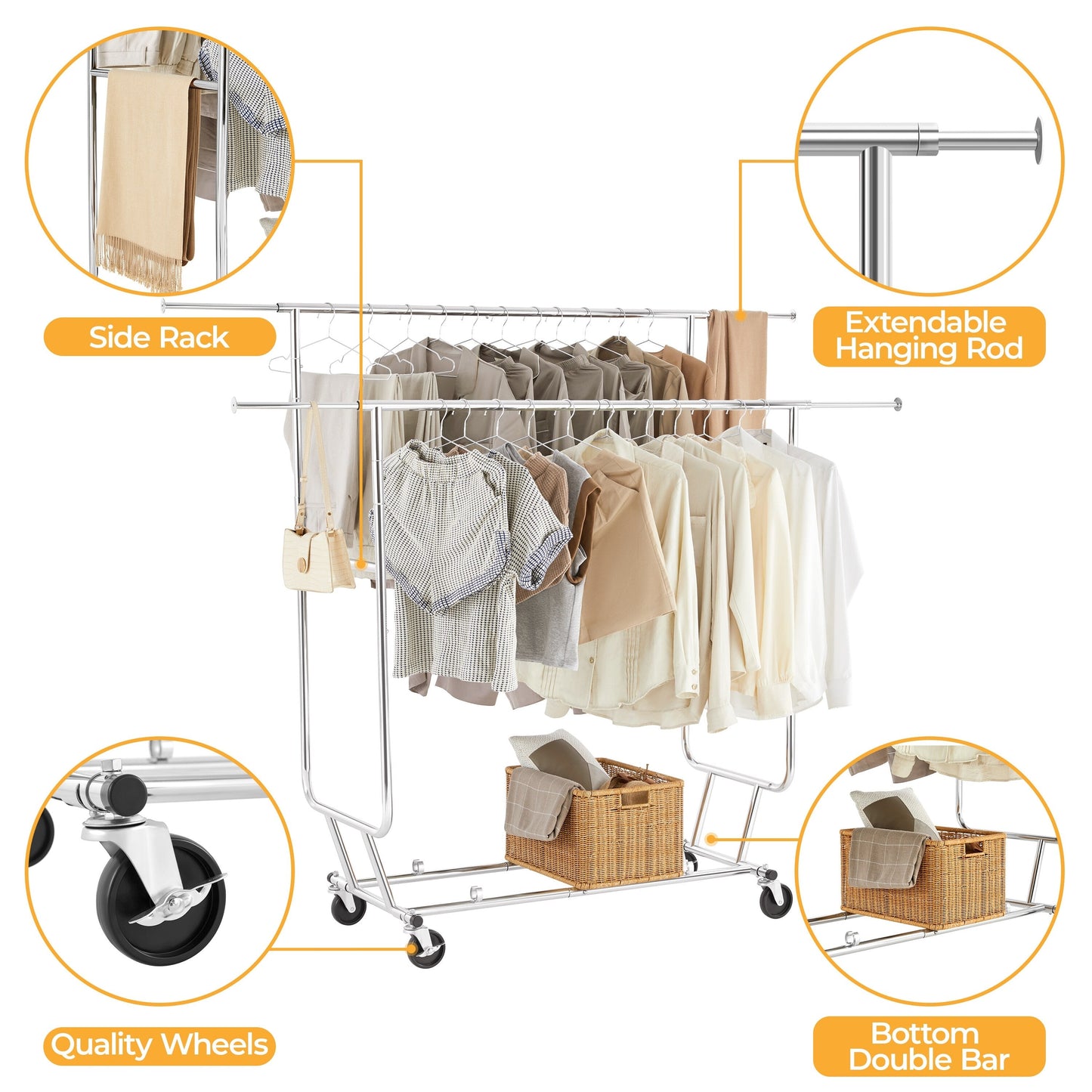 Yaheetech Commercial Grade Collapsible 2 Rack Clothing and Garmet Rack