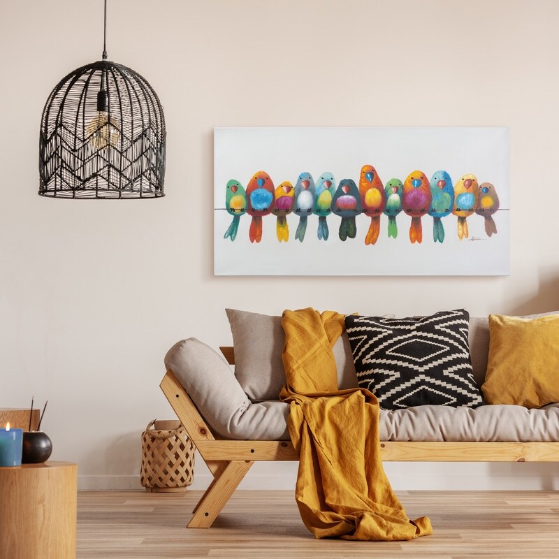 Yosemite Home Decor 'Birds on a Wire I' Original Handpainted Wall Art - multi