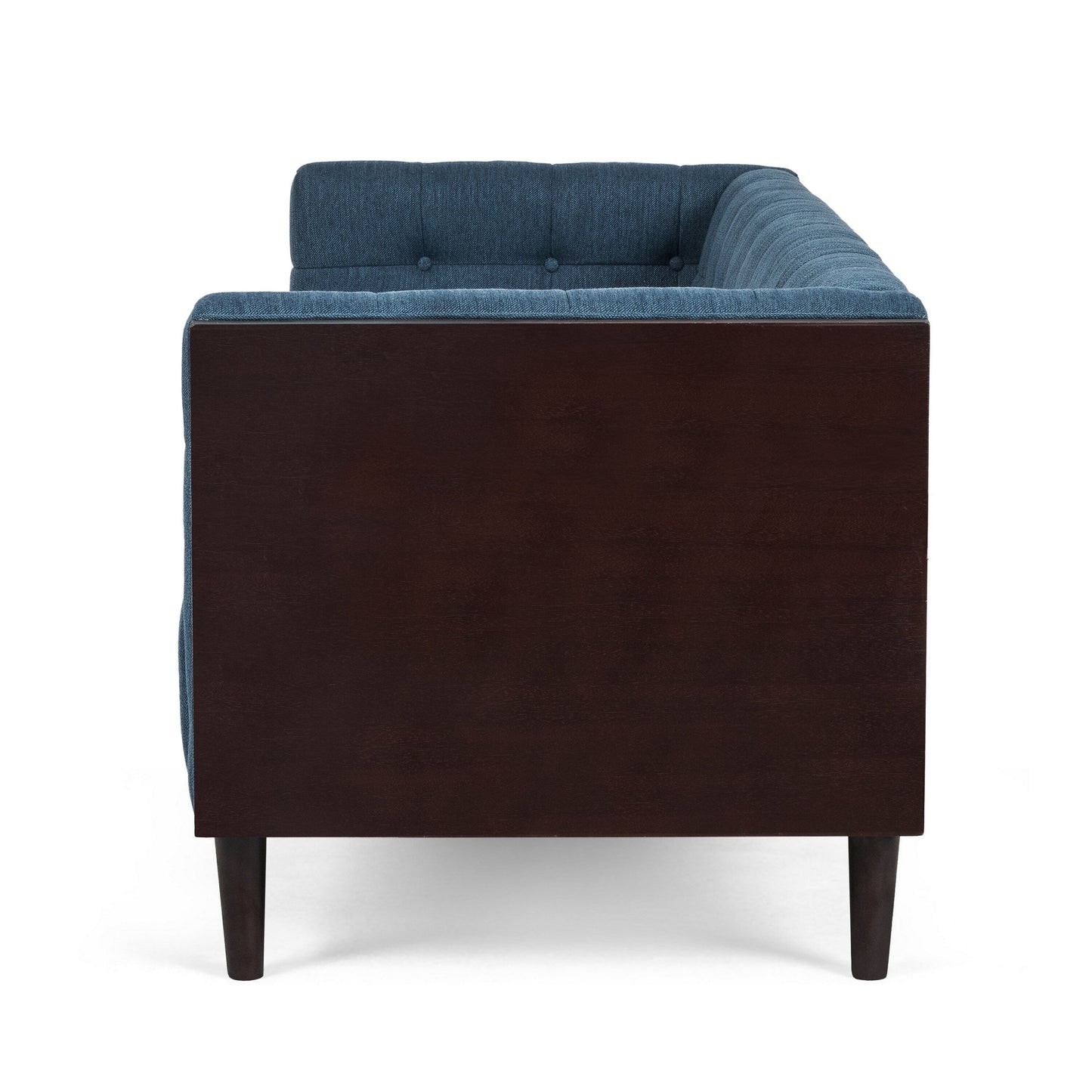 Canapé Yuro, 3 places, capitonné Chesterfield, 90 pouces, tissu bleu