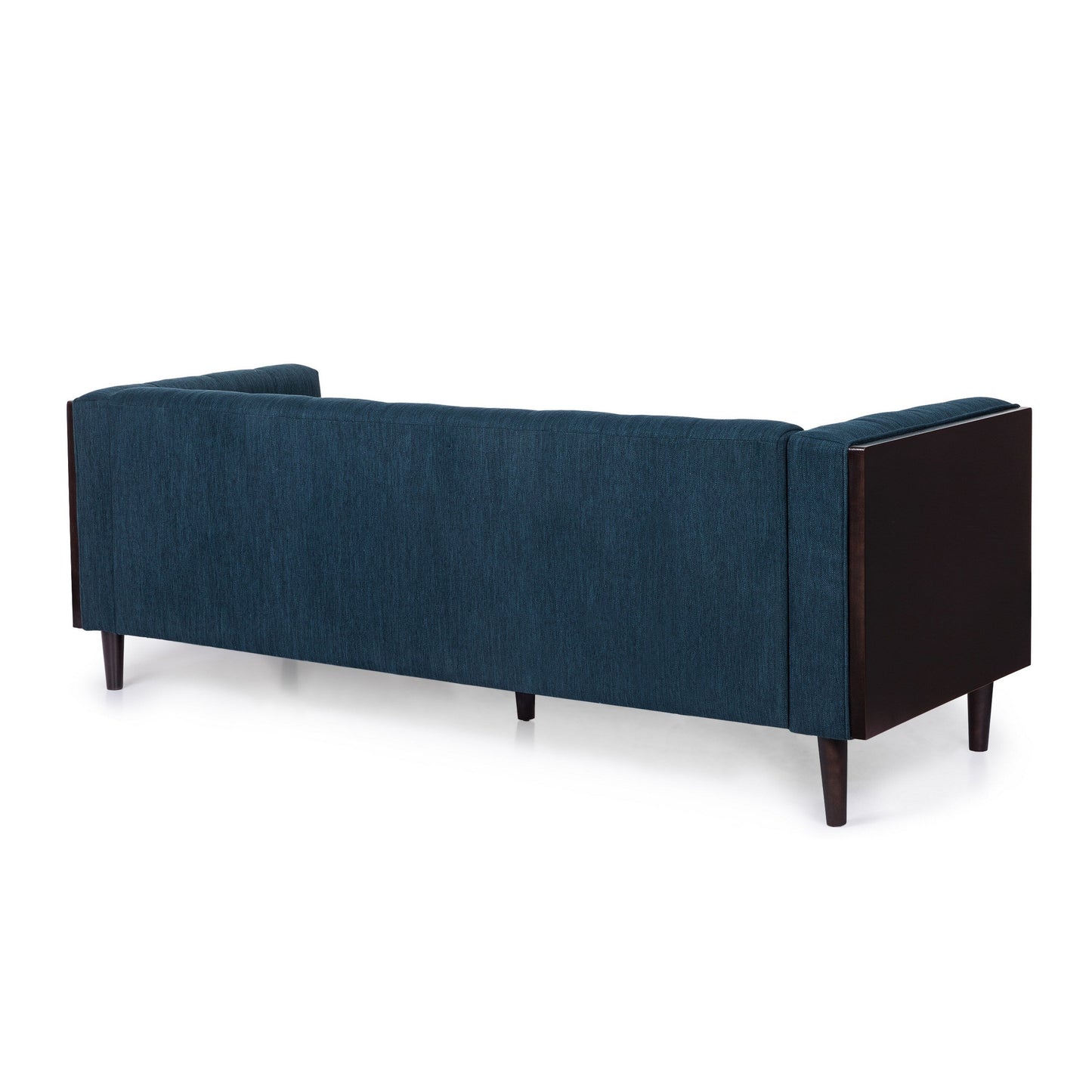 Canapé Yuro, 3 places, capitonné Chesterfield, 90 pouces, tissu bleu