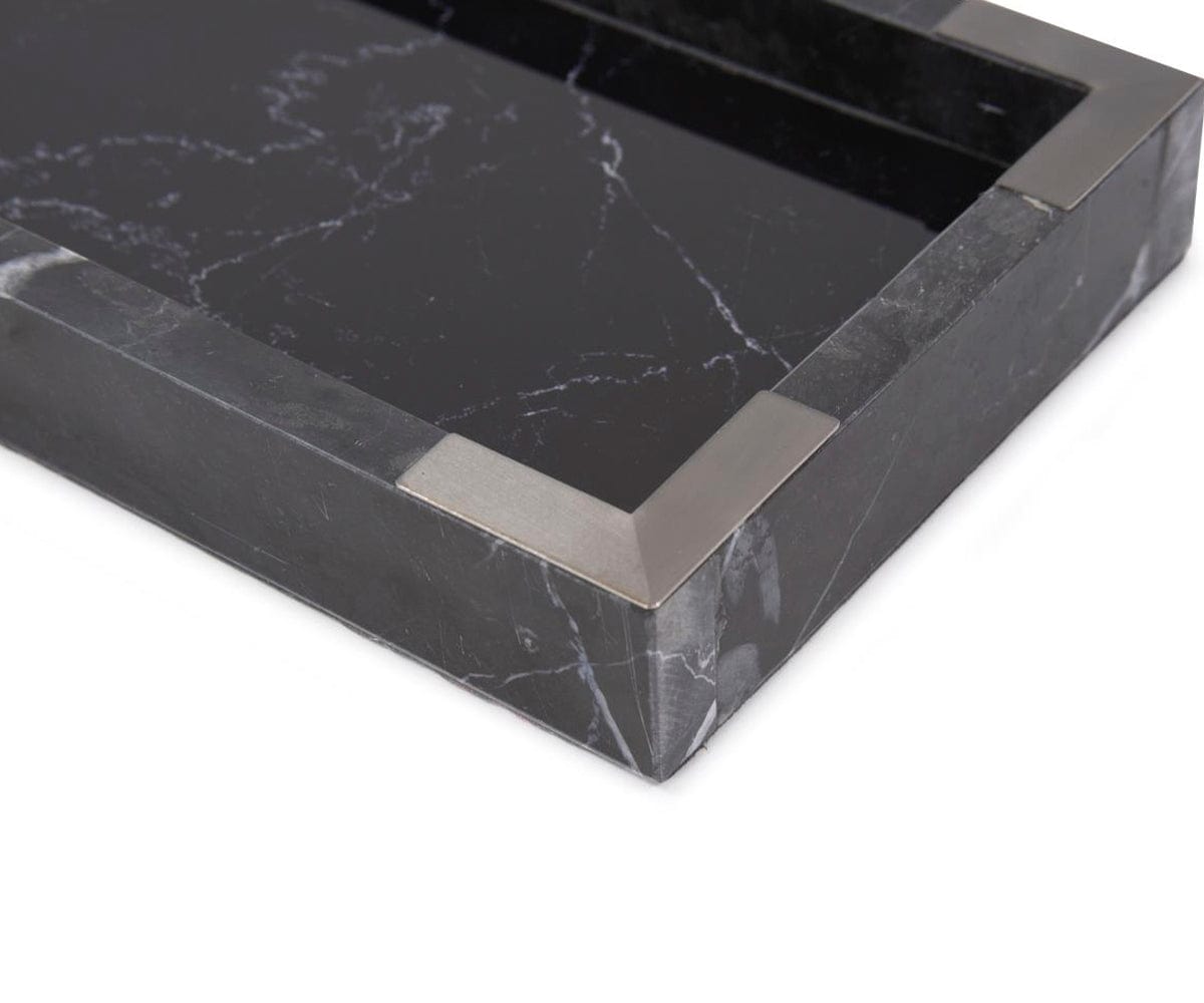 Plateau en marbre miroir noir