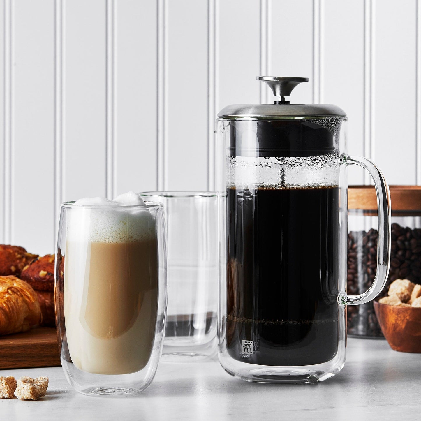 ZWILLING Sorrento Double Wall French Press and Latte Glass - Clear - 27-oz