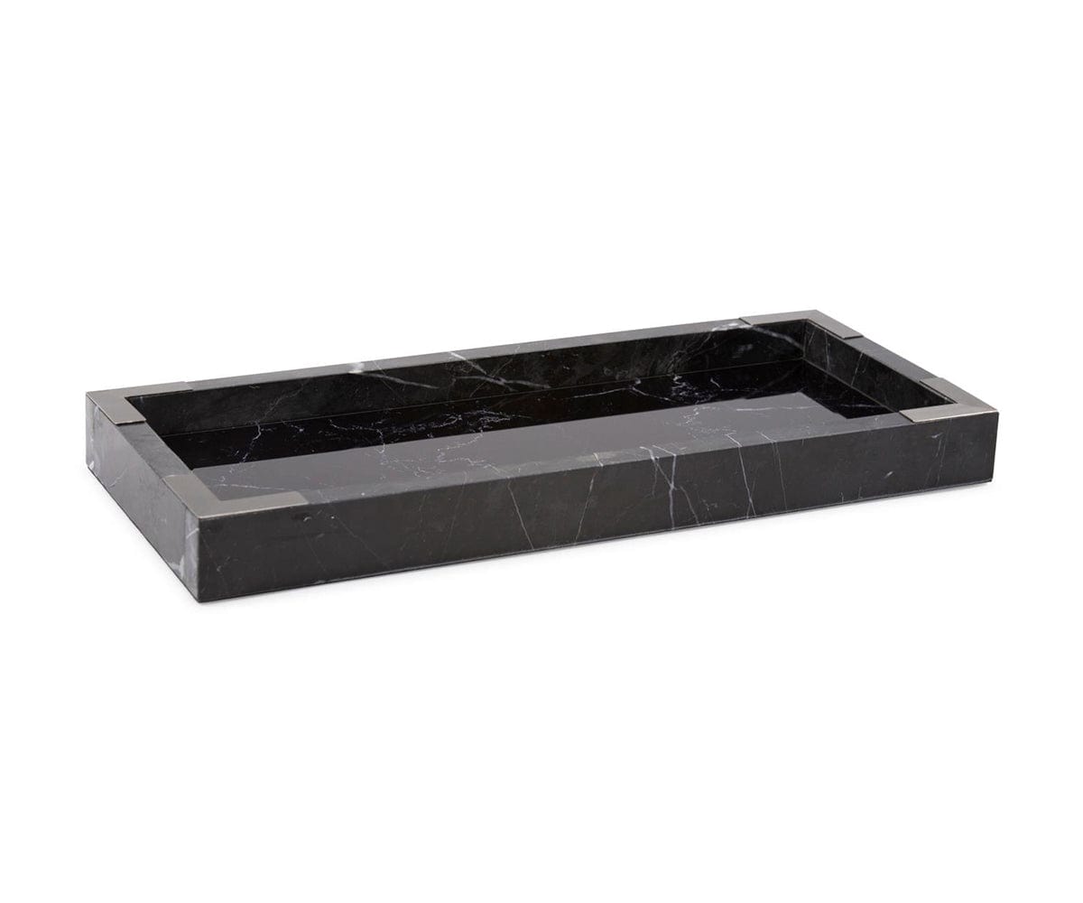 Plateau en marbre miroir noir